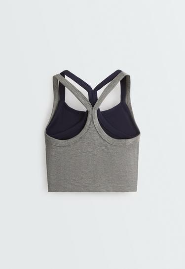 Marl rib overlay tank top — MOTTLED GREY MELANGE 7