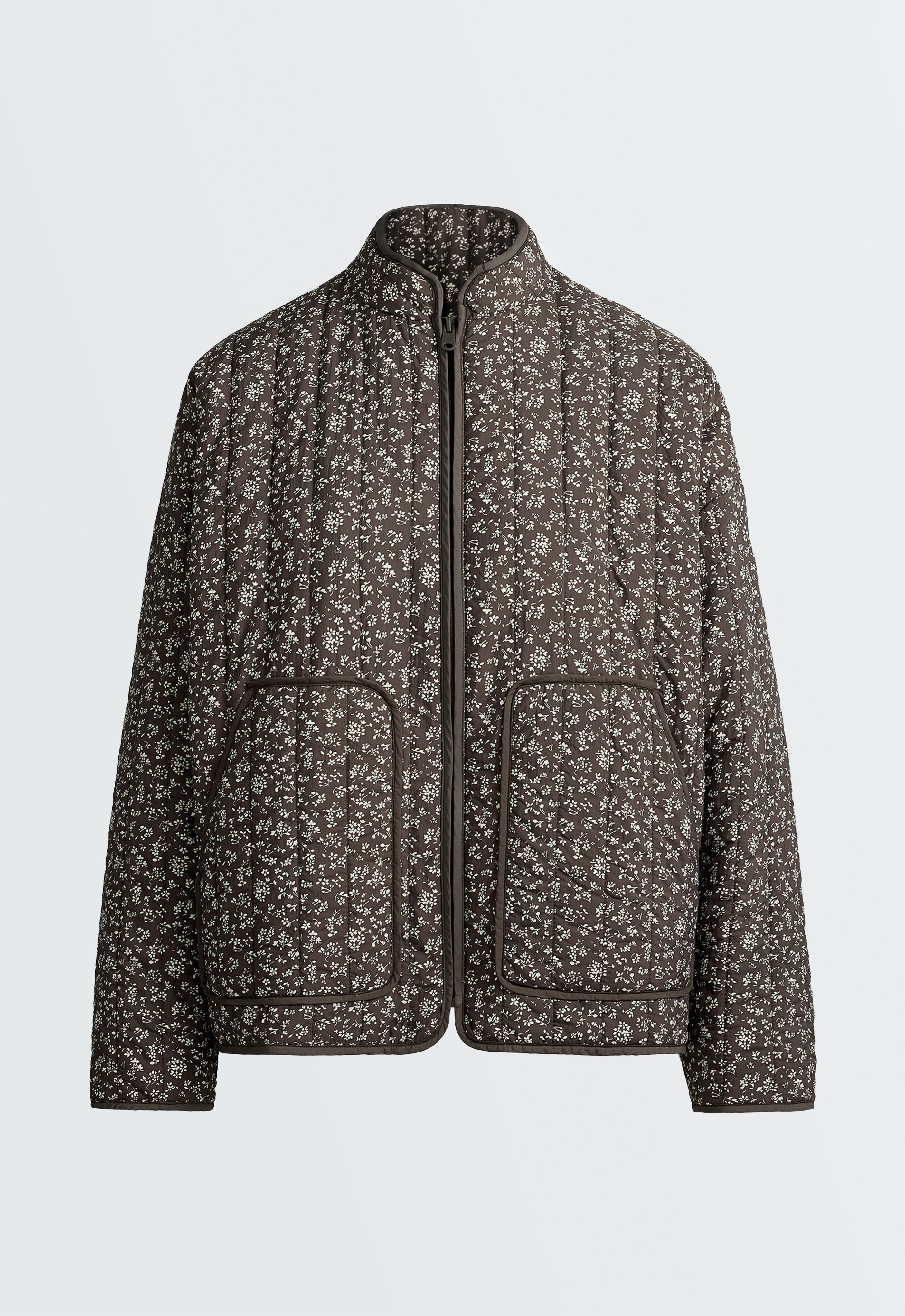 FELLEX® AEROGEL floral water-repellent midi padded jacket — Purplish brown