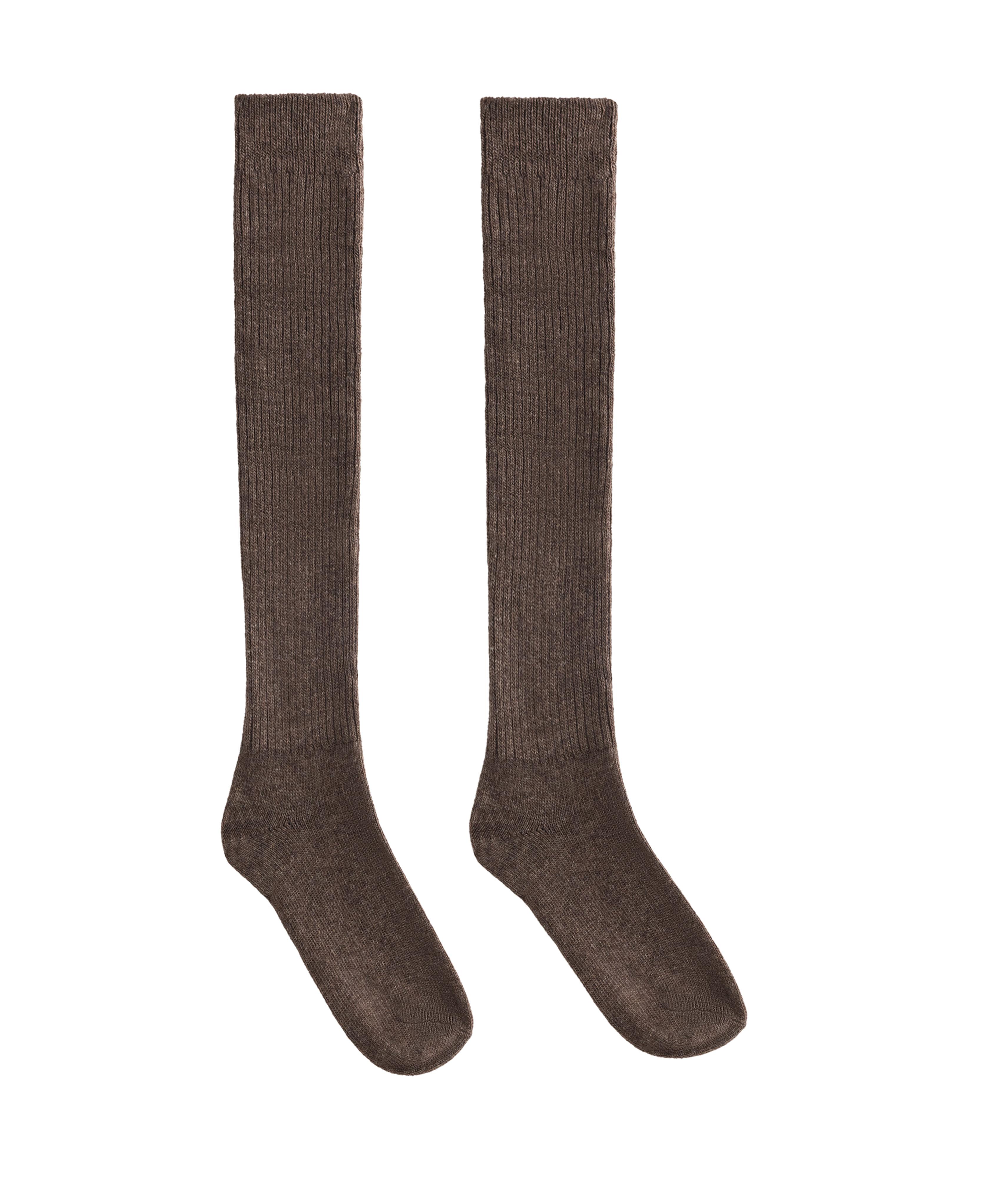 18% cashmere 13% wool long socks — DARK BROWN