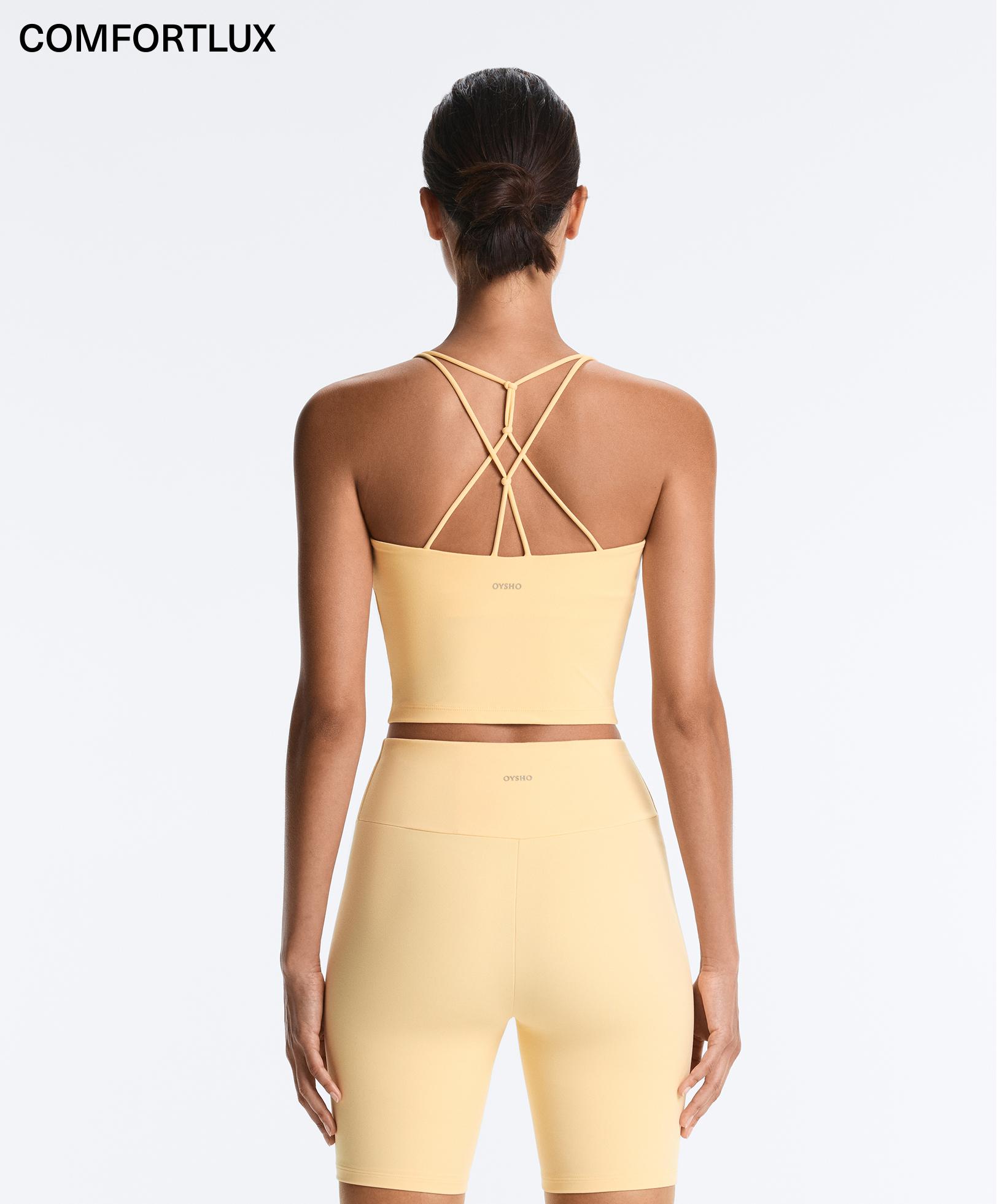 Comfortlux crossover strap tank top — PALE YELLOW