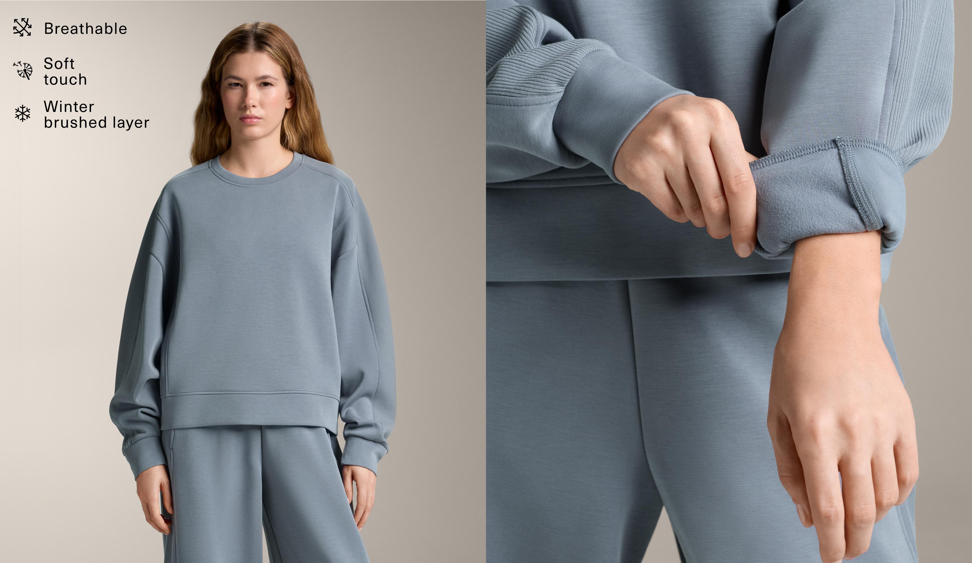Side rib sweatshirt with brushed modal Side rib sweatshirt with brushed modal
