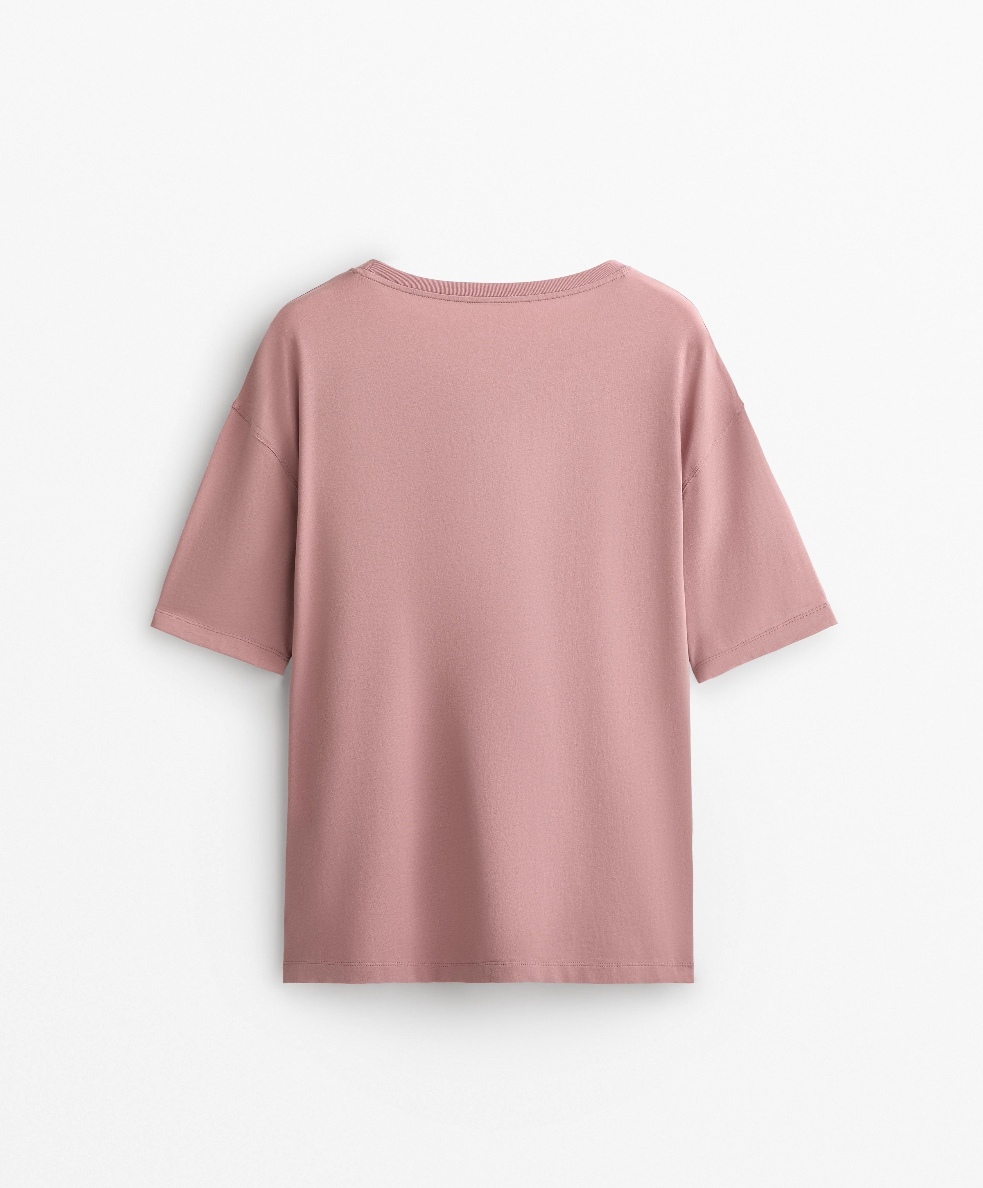 T-shirt de manga curta em mistura de algodão T-shirt de manga curta em mistura de algodão