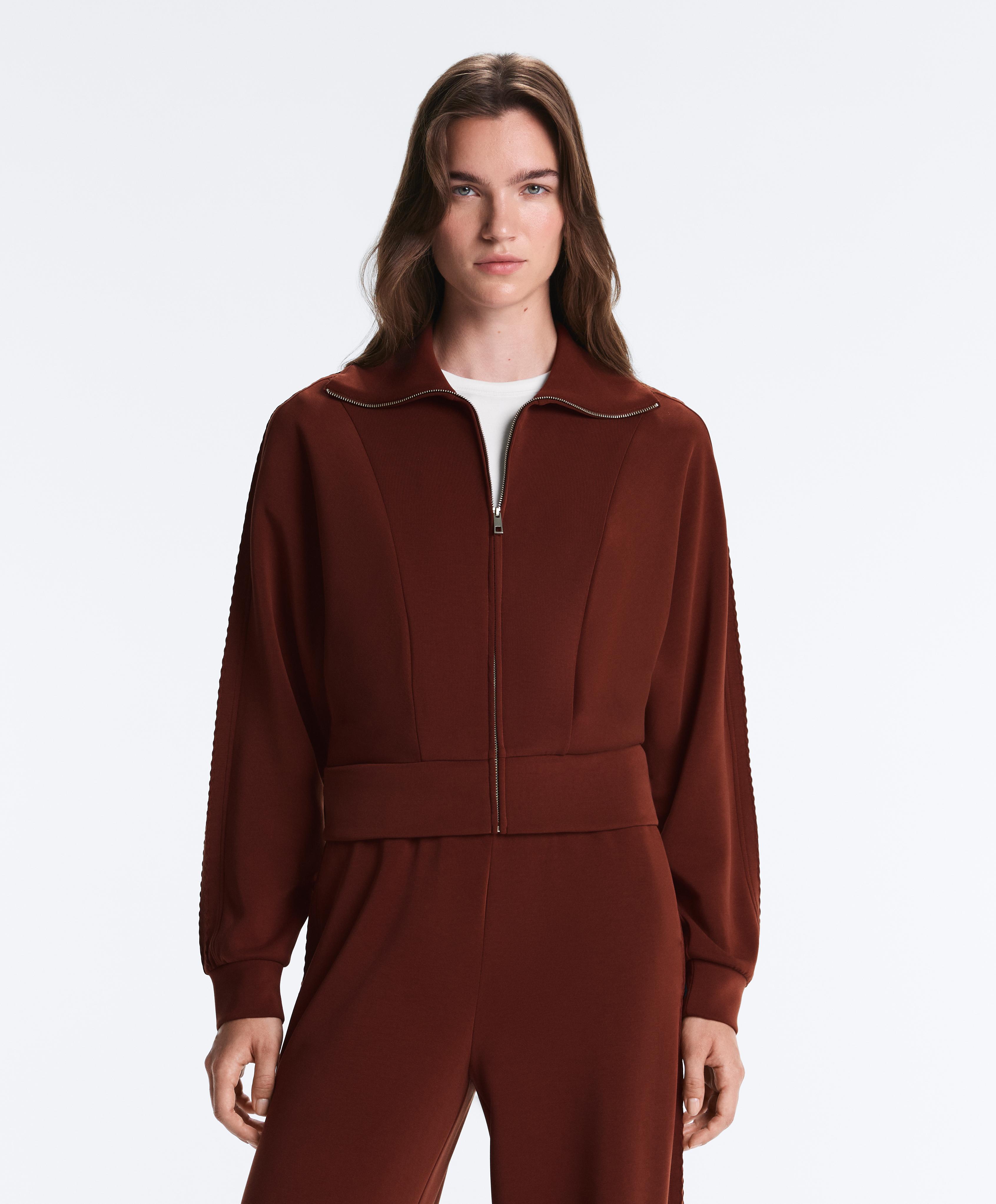 Soft-touch modal bomber jacket — TERRACOTTA