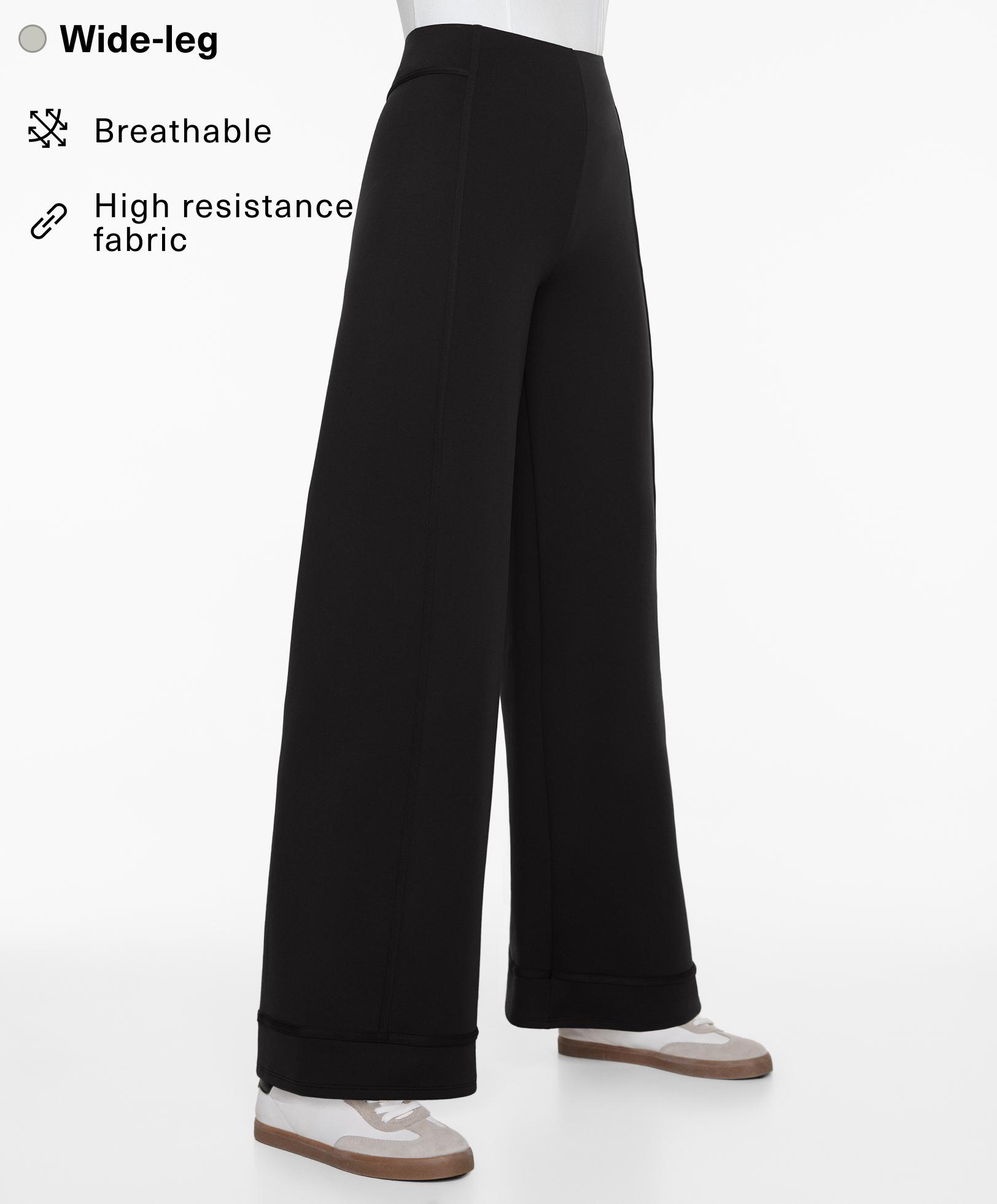 Neoprene-effect wide-leg trousers