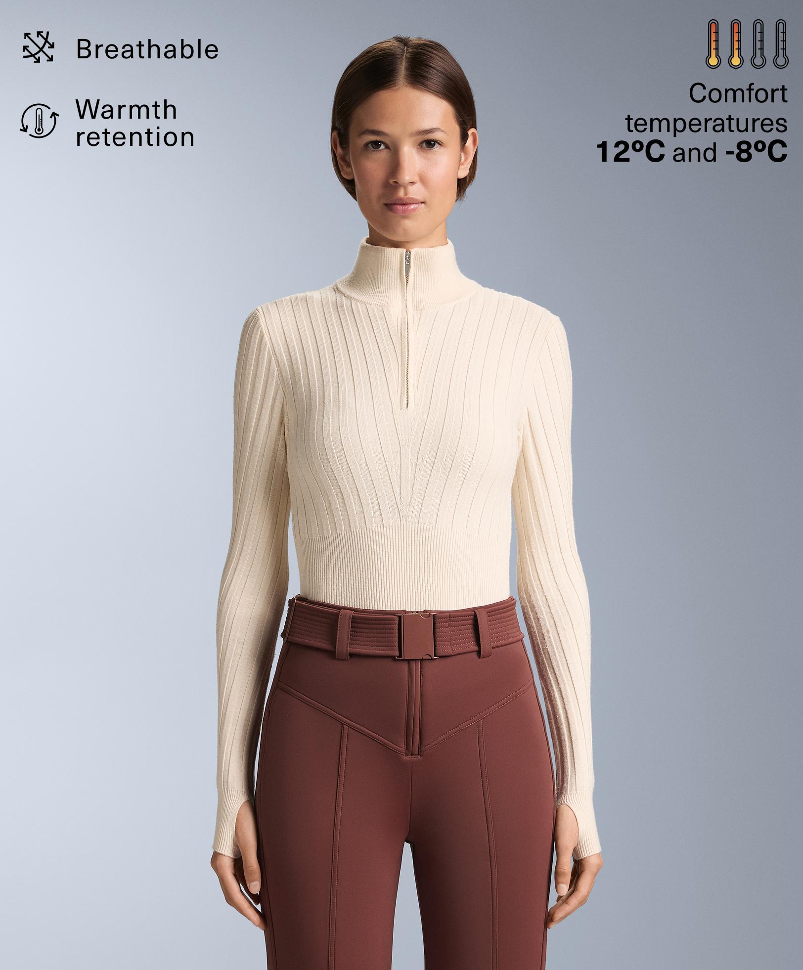 Thermal base layer rib knit T-shirt with peak - Sale