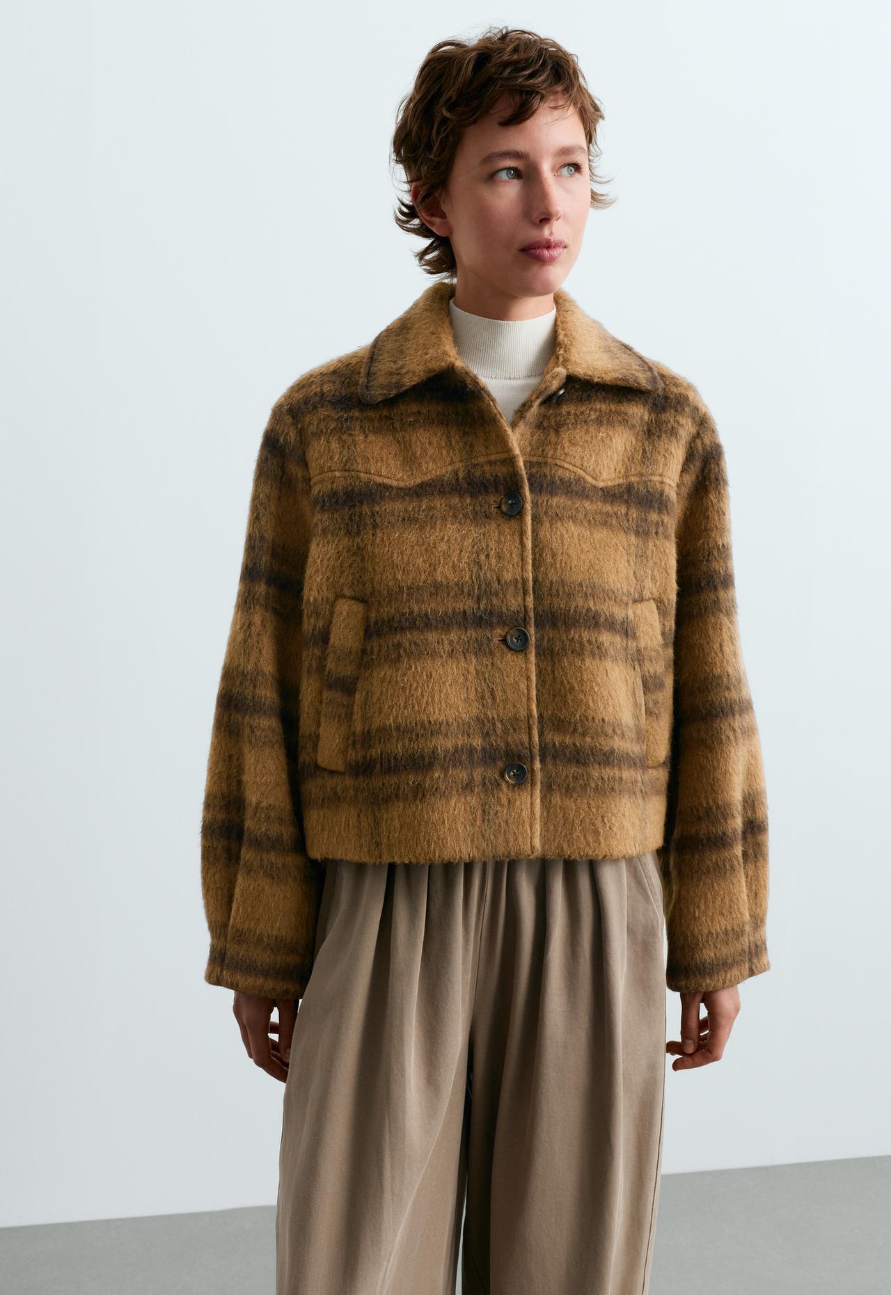 30% wool check jacket — HONEY