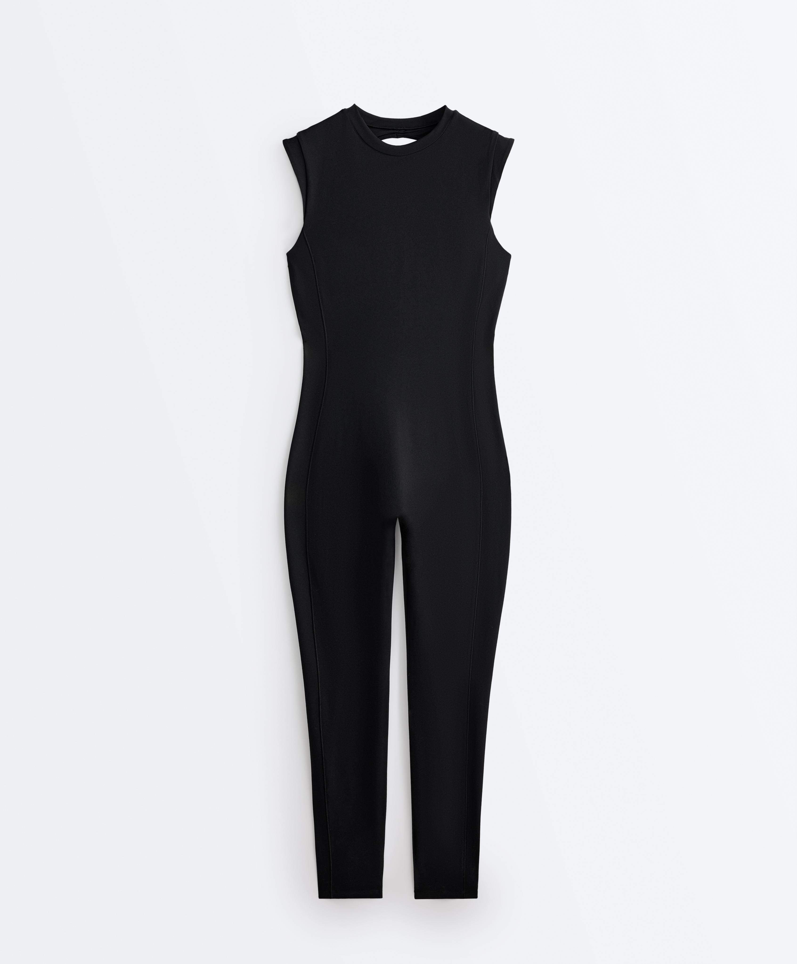 Evermove sleeveless long jumpsuit — BLACK