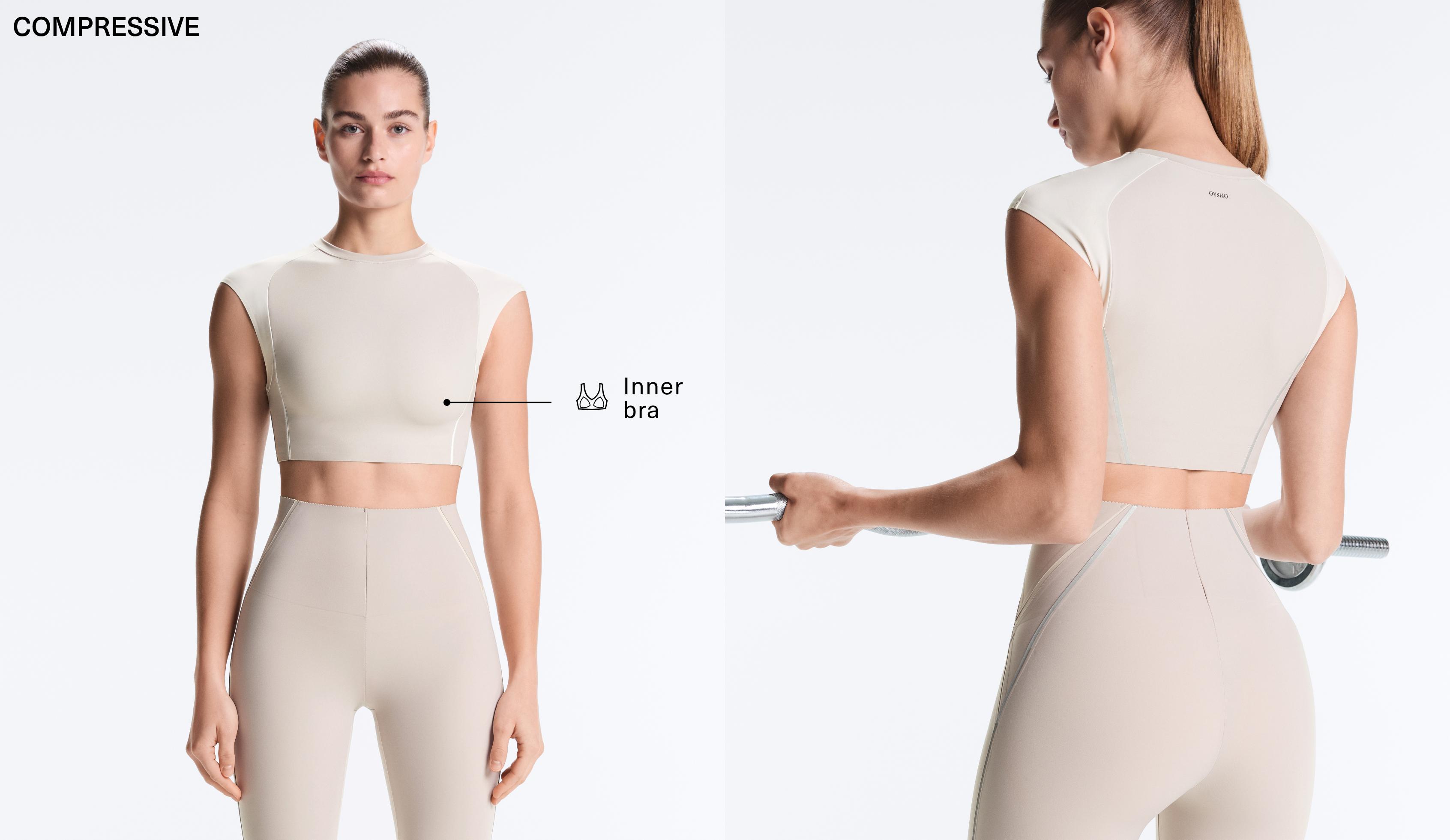 Reflective Compressive tank top — TAUPE