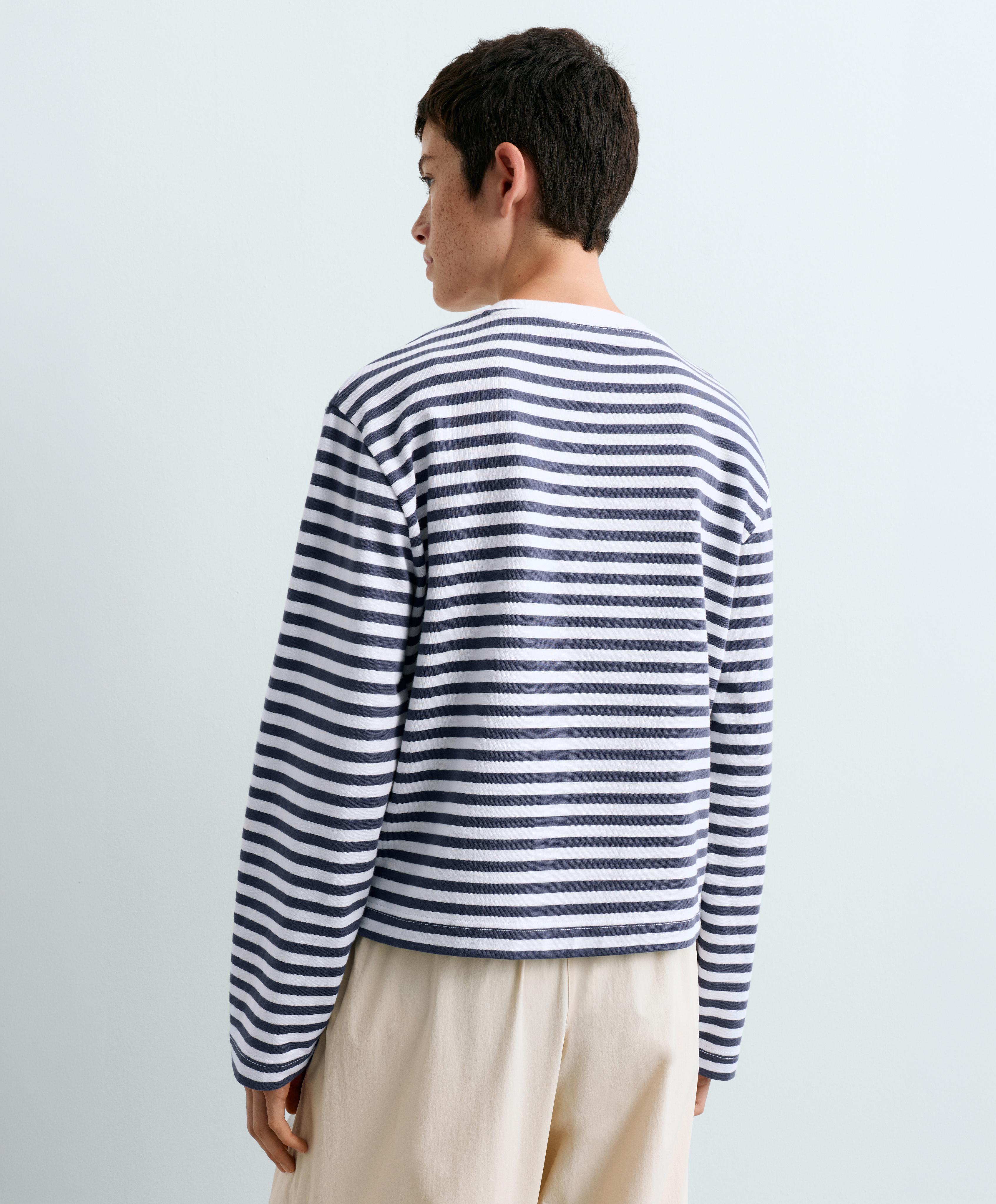 Striped 100% cotton boxy long-sleeved T-shirt — STORM