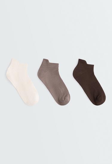 3 pairs of tab polyamide blend sports Sneaker socks — BROWN 1