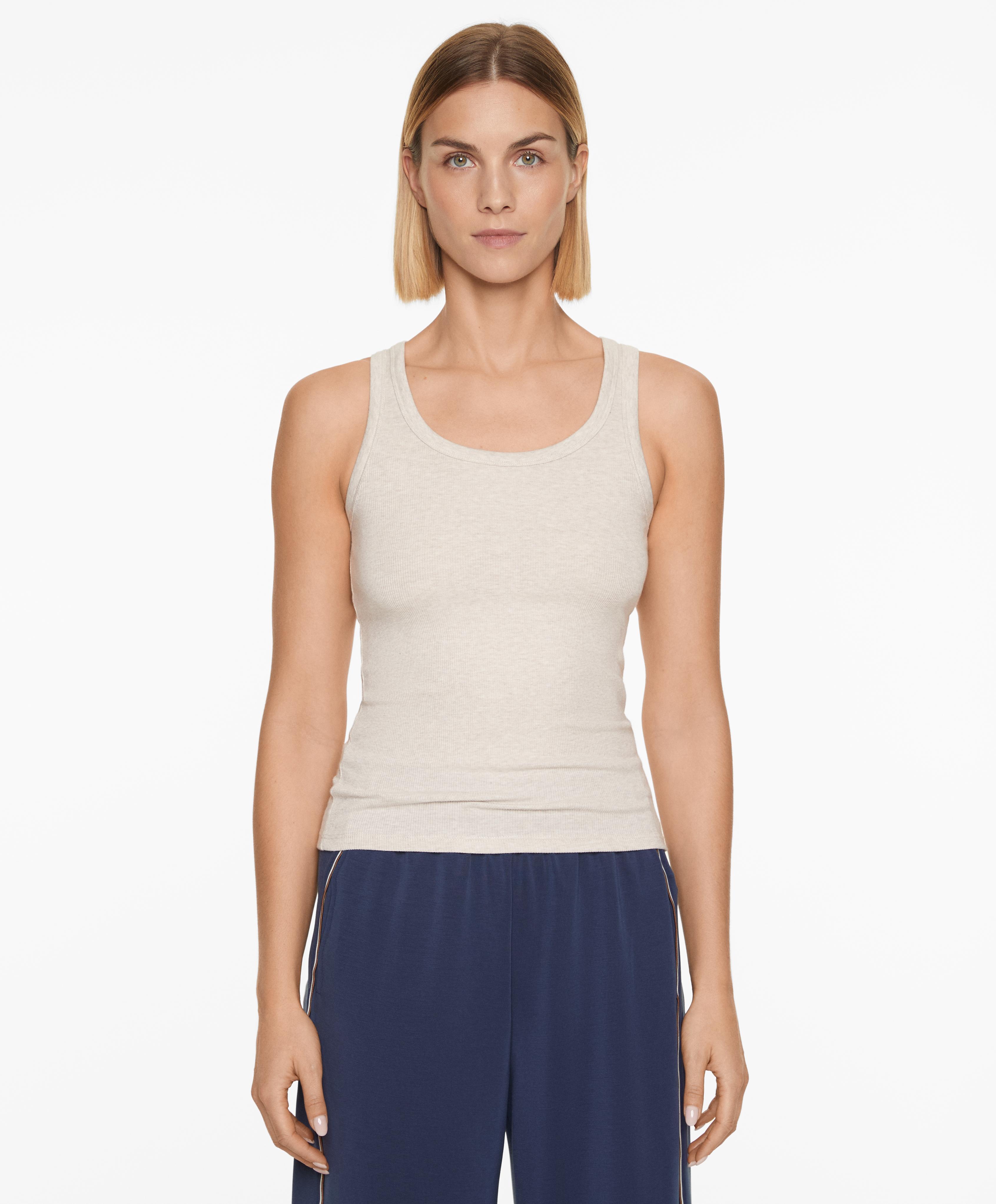 Rib vest top with cotton and modal - Sale