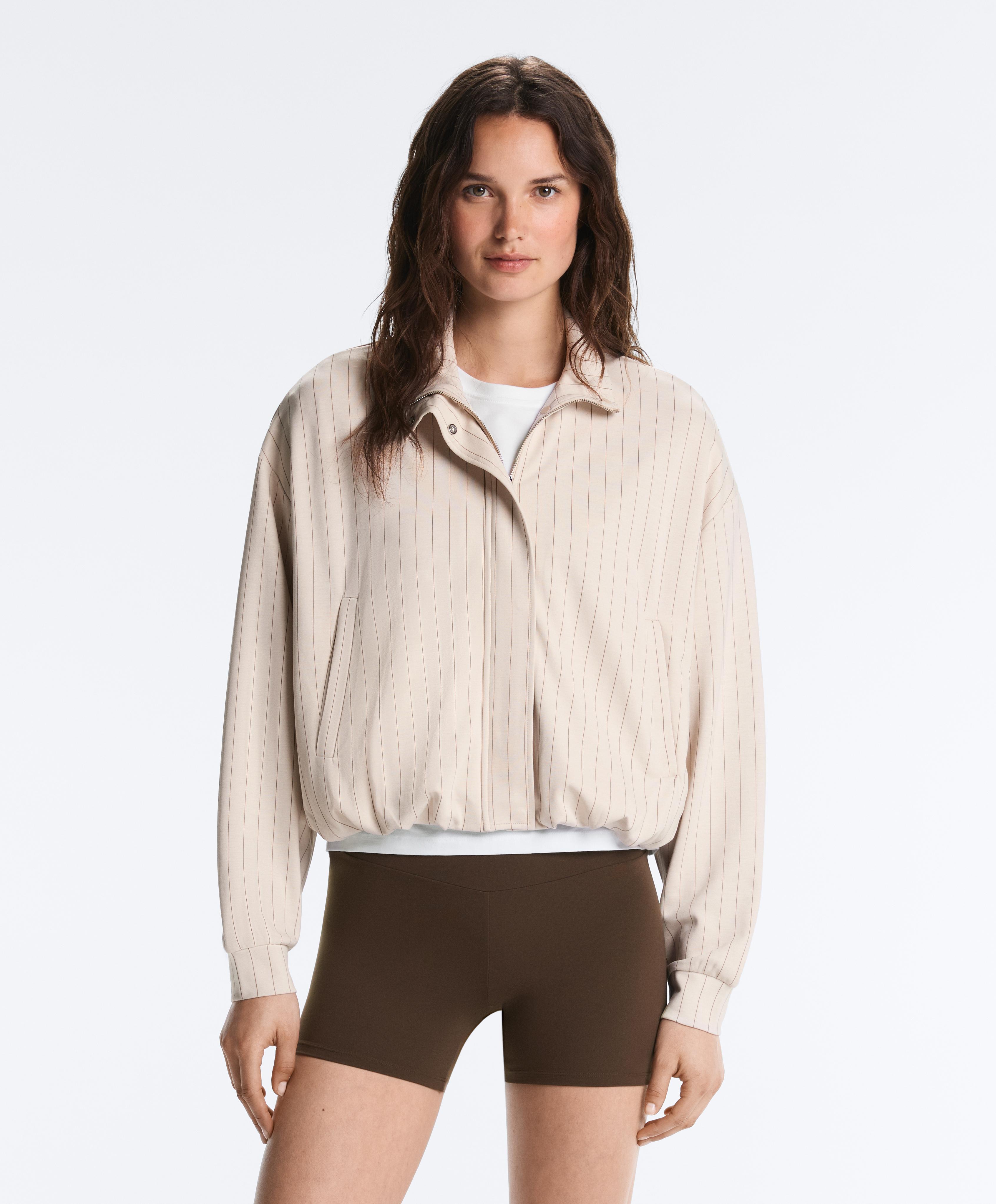 Striped jacket with puffed hem — SANDY
