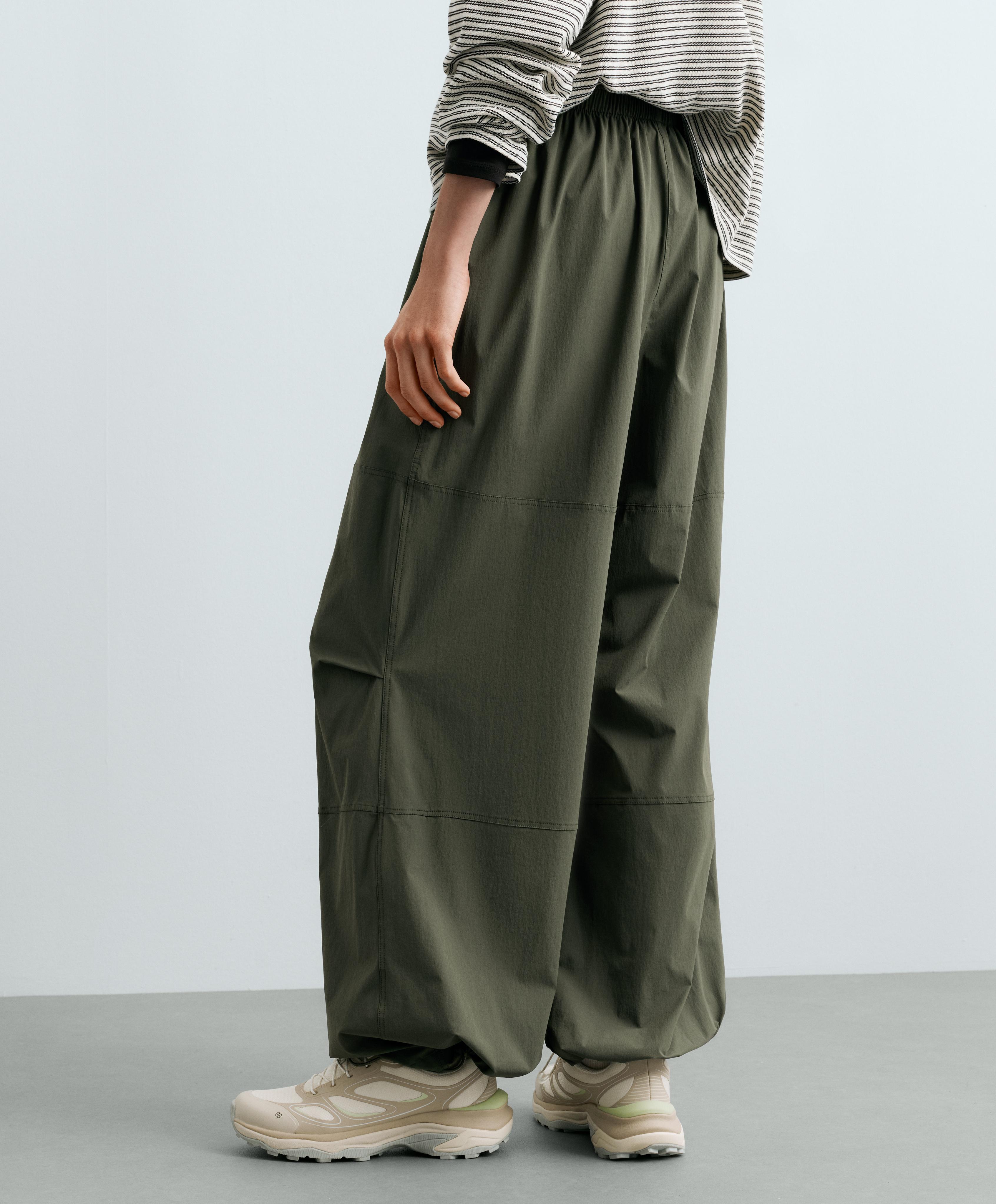 Adjustable technical wide-leg trousers — KHAKI