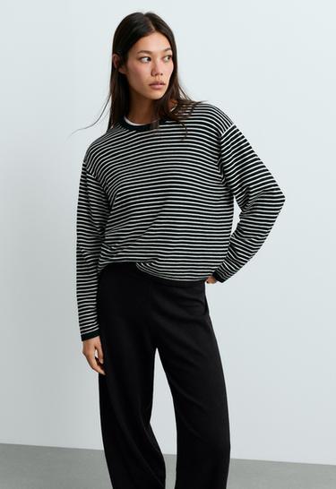 Fine striped knit jumper — BLACK 2