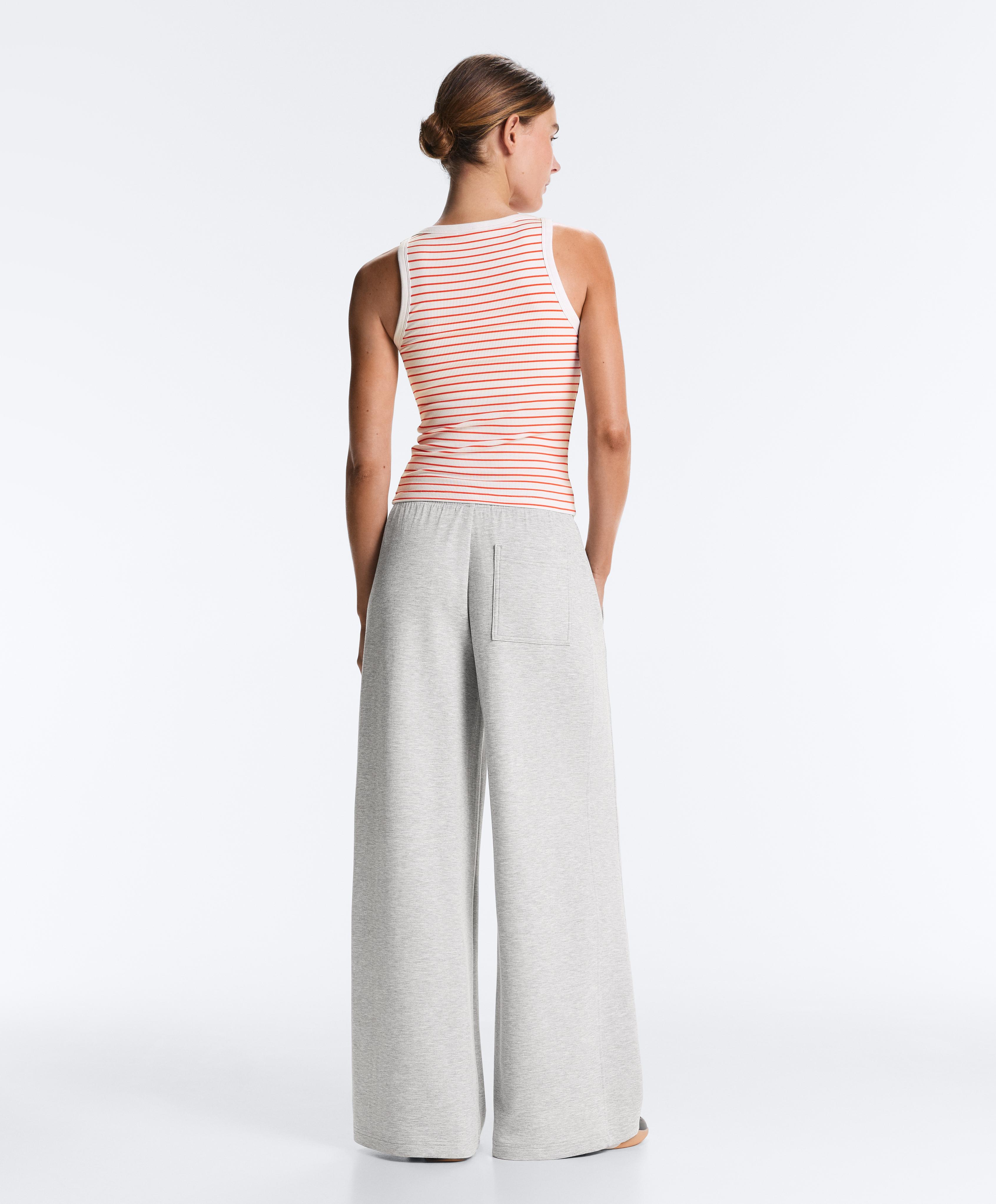 Long modal rib stripe tank top — BRIGHT ORANGE
