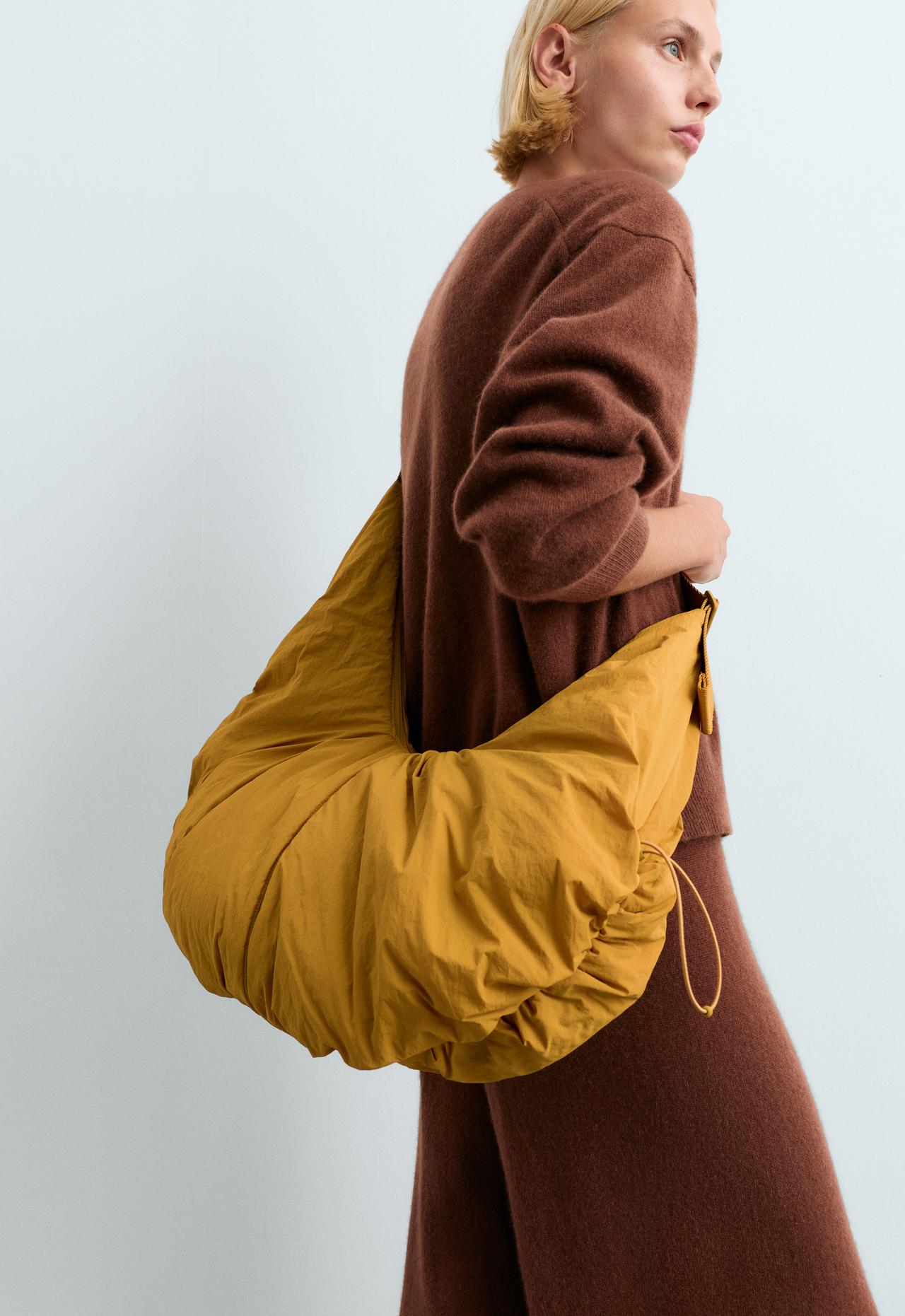 Gathered shopper bag — MUSTARD
