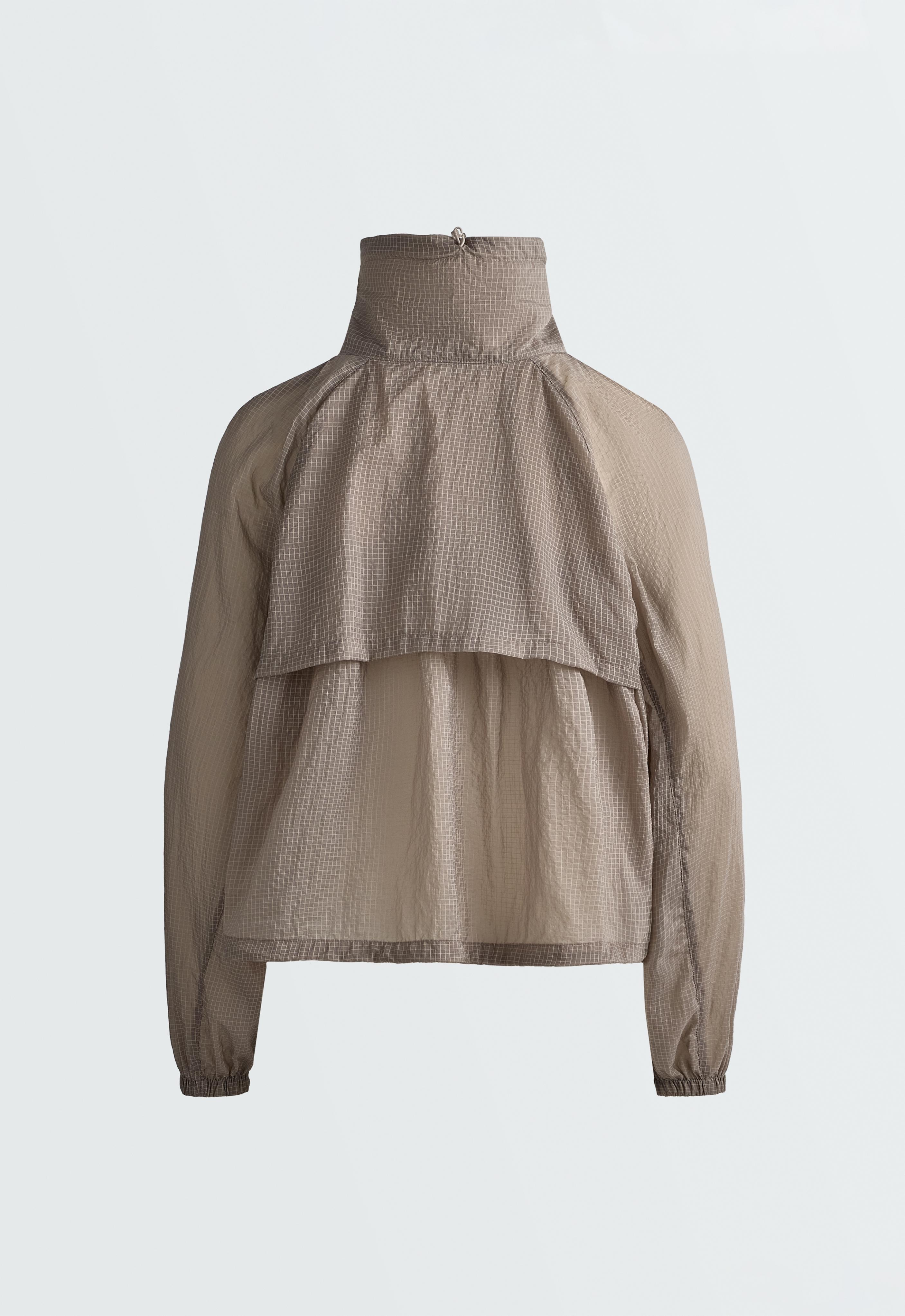 Check track jacket — MINK GREY