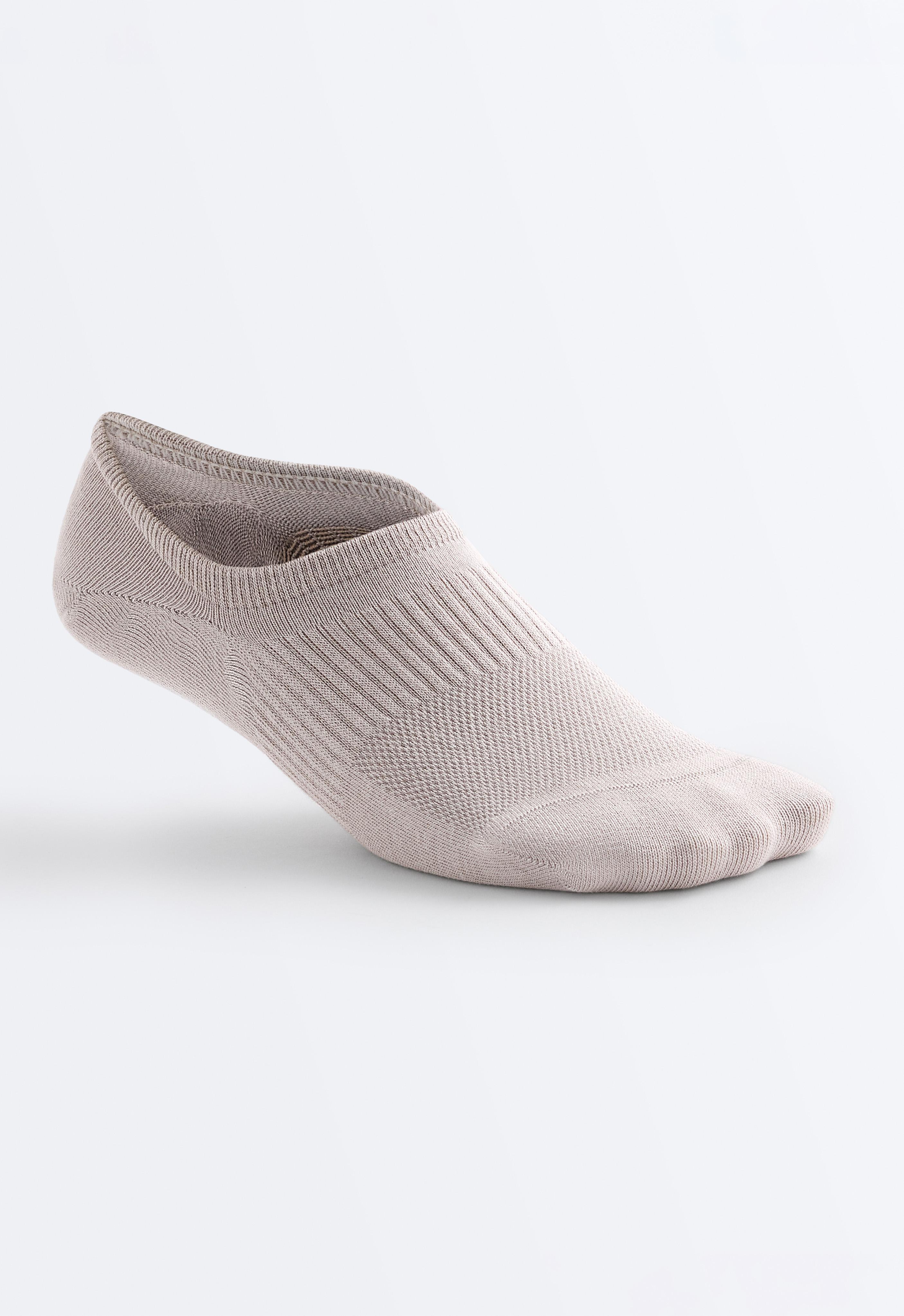 3 pairs of high-cut cotton blend invisible sports socks — PALE MINK