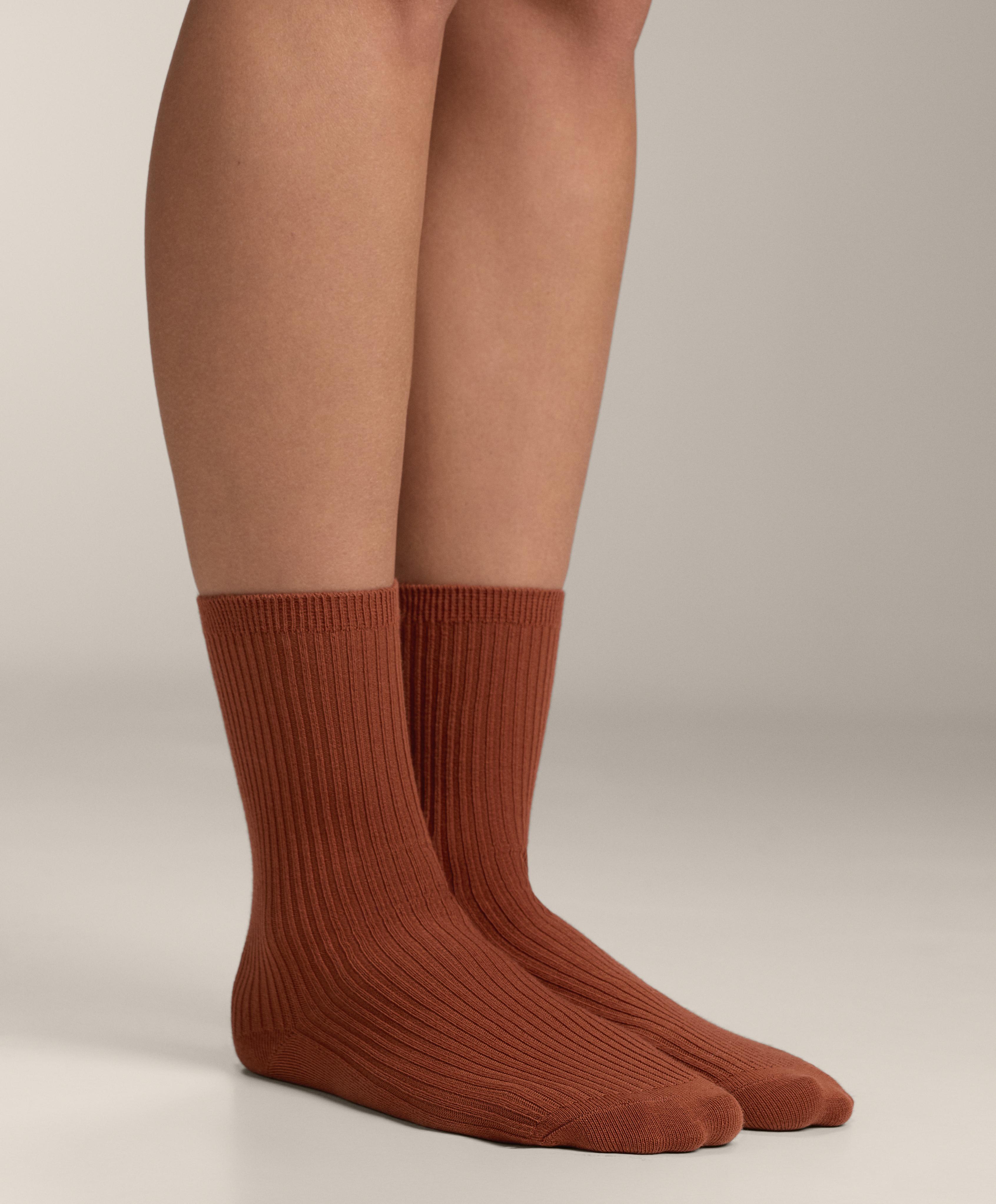 5 pairs of cotton blend classic socks — TERRACOTTA