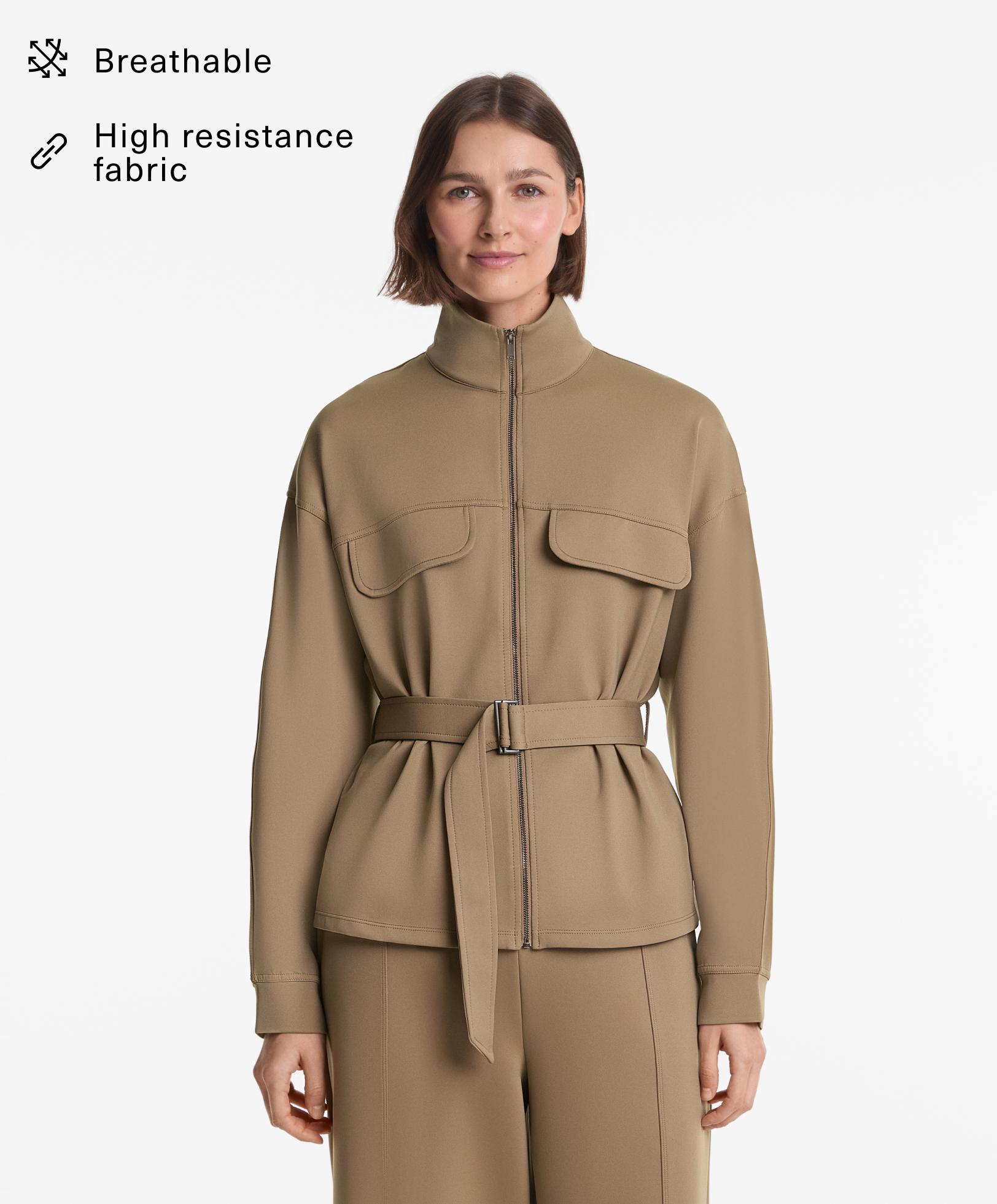 Neoprene-effect belted jacket - Sale