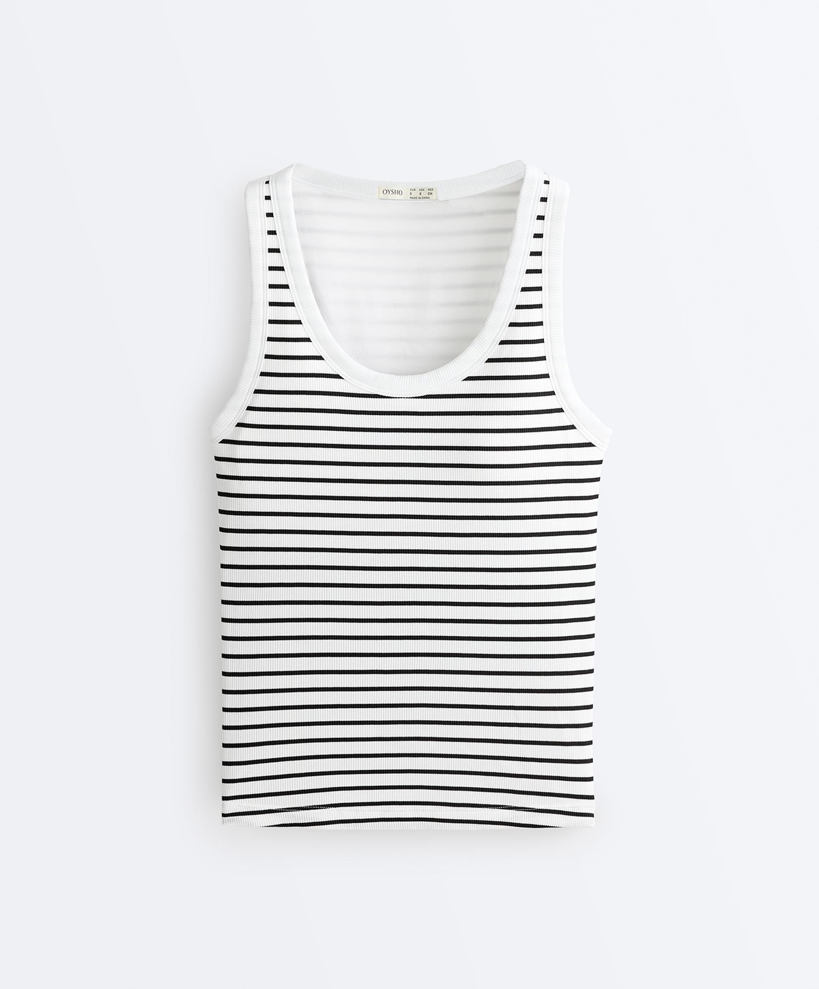 Long modal rib stripe tank top — BLACK