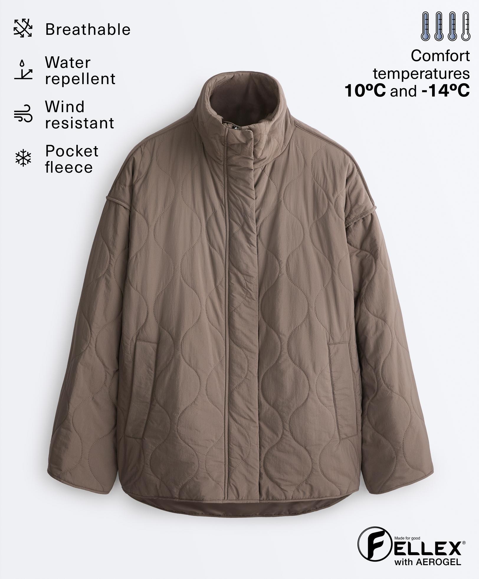 Water-repellent FELLEX® AEROGEL padded jacket — WASHED TAUPE-MAUVE