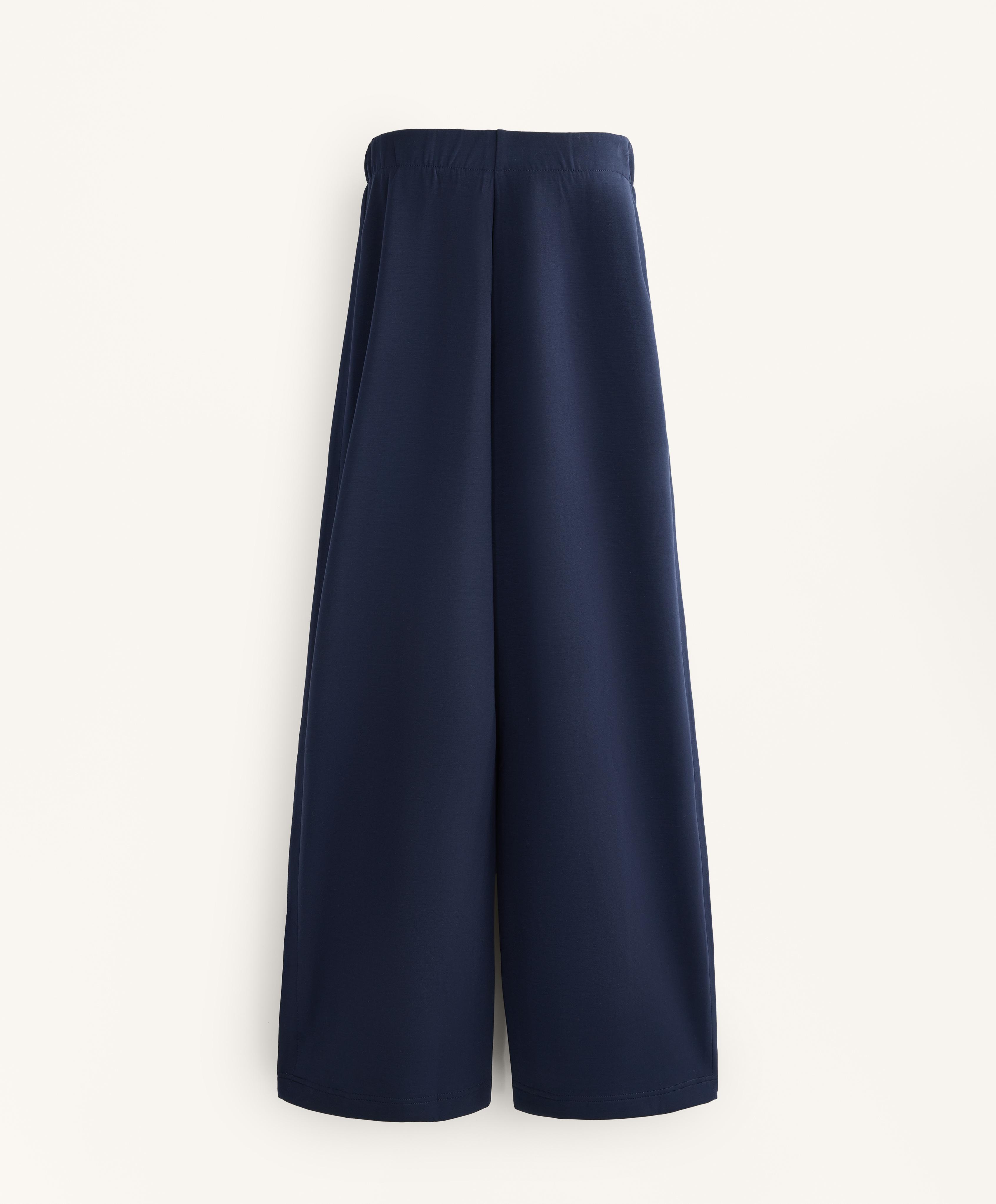 Cocoon trousers with side pleat and brushed modal — NAVY BLUE