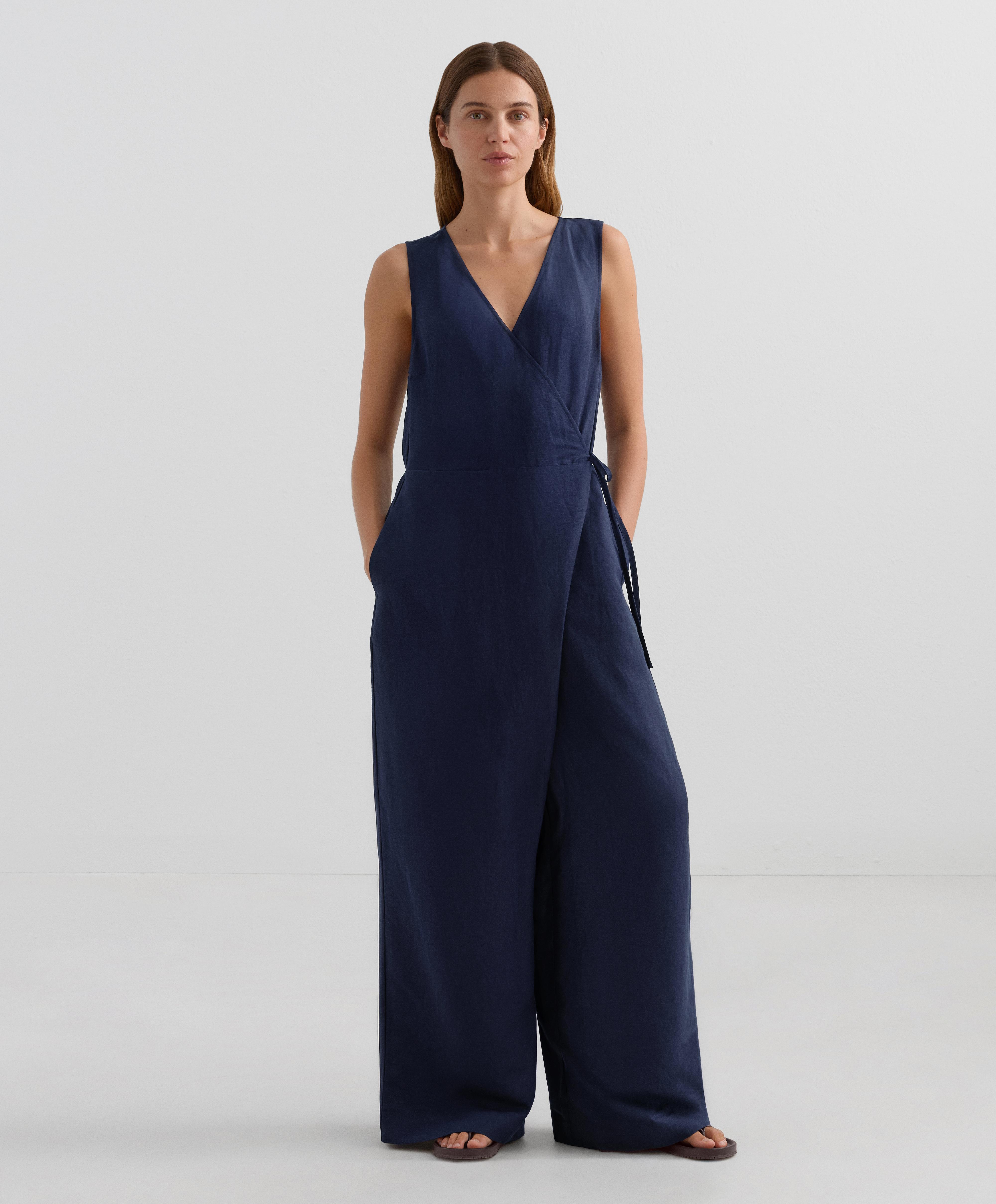 Wrap trouser jumpsuit with linen Wrap trouser jumpsuit with linen