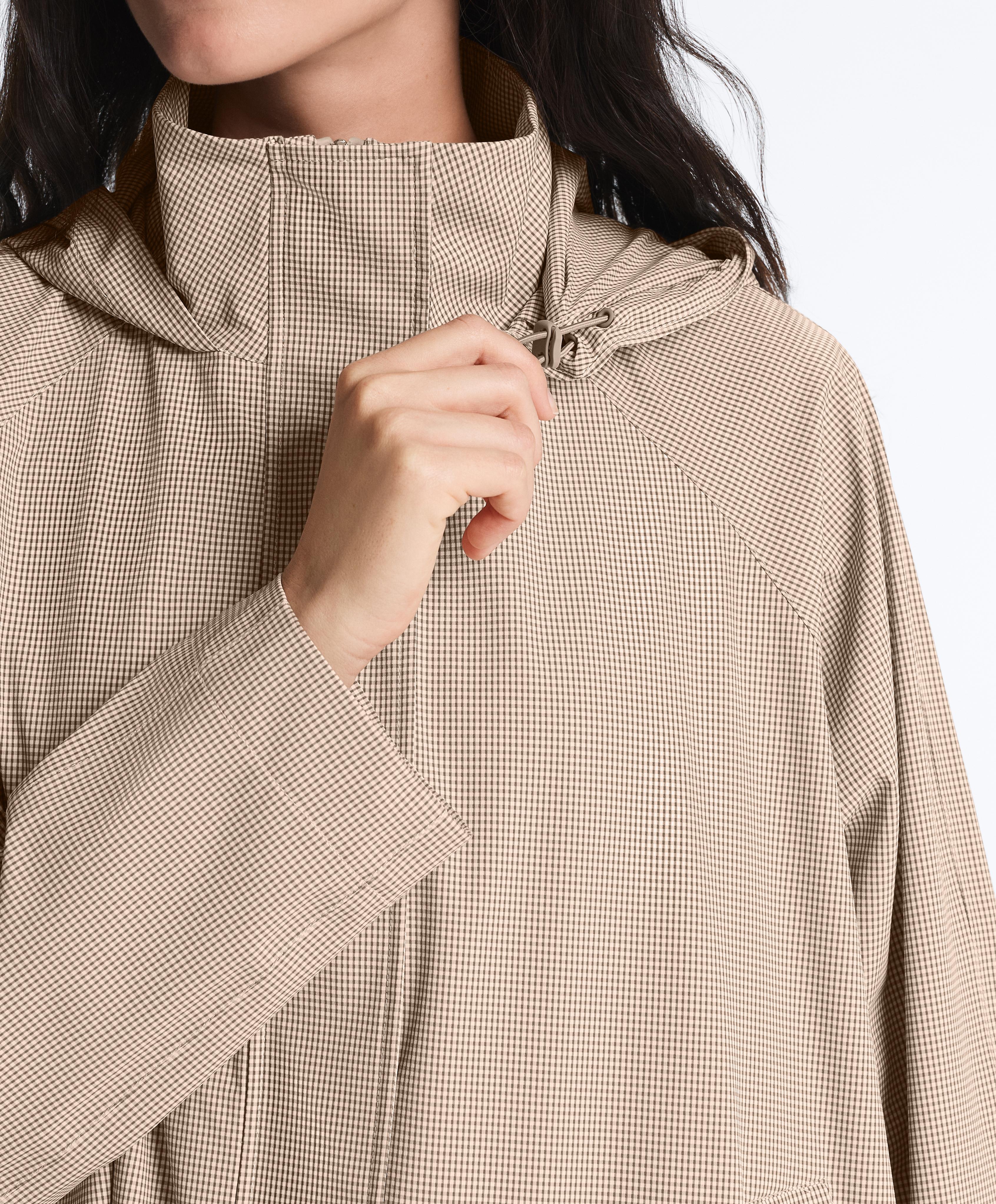 Extra lightweight 10k waterproof gingham jacket — DARK BRICK