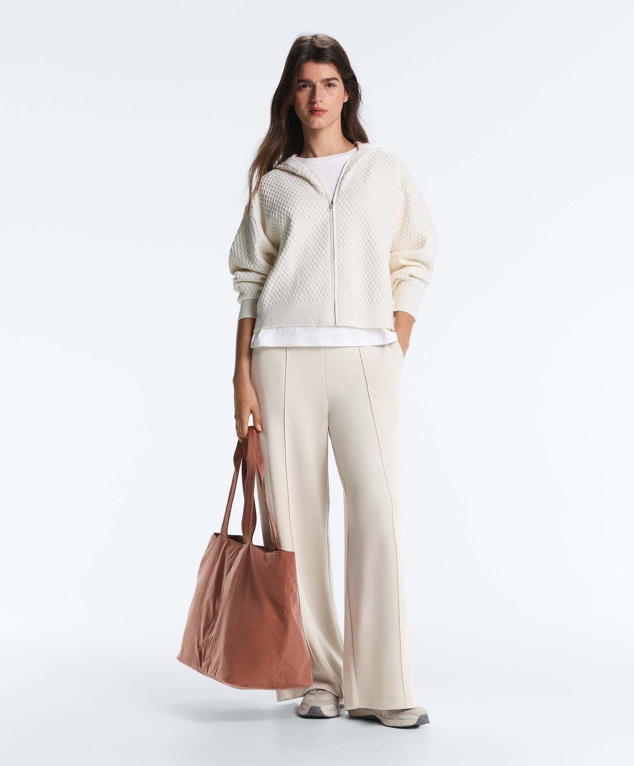 Straight-leg trousers with modal and crease — PALE MINK