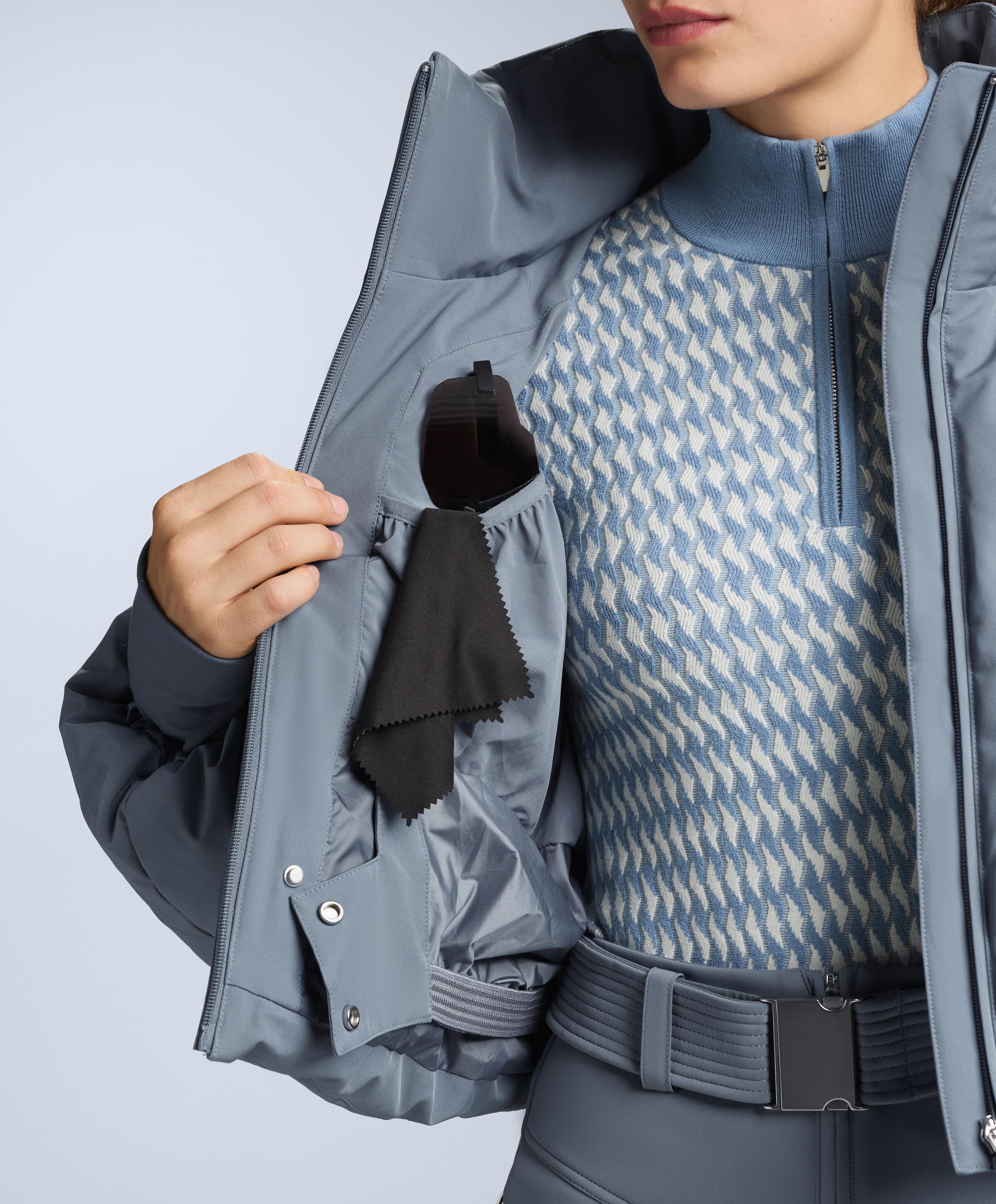 Lightweight 80% down and 20% MINARDI PIUME SKI water-resistant short jacket — GREY-BLUE