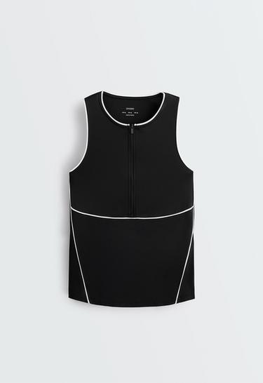 Half-zip sleeveless top — BLACK 7
