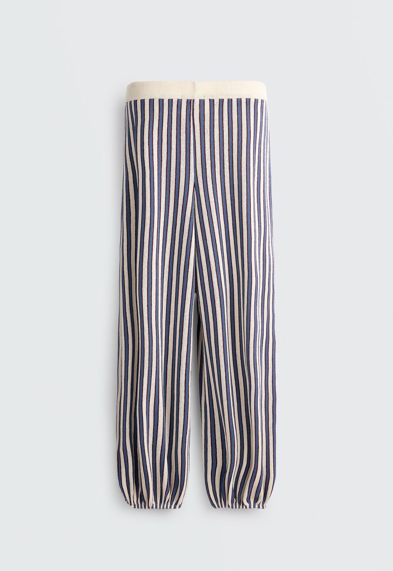 Striped cotton knit trousers — LAVENDER BLUE