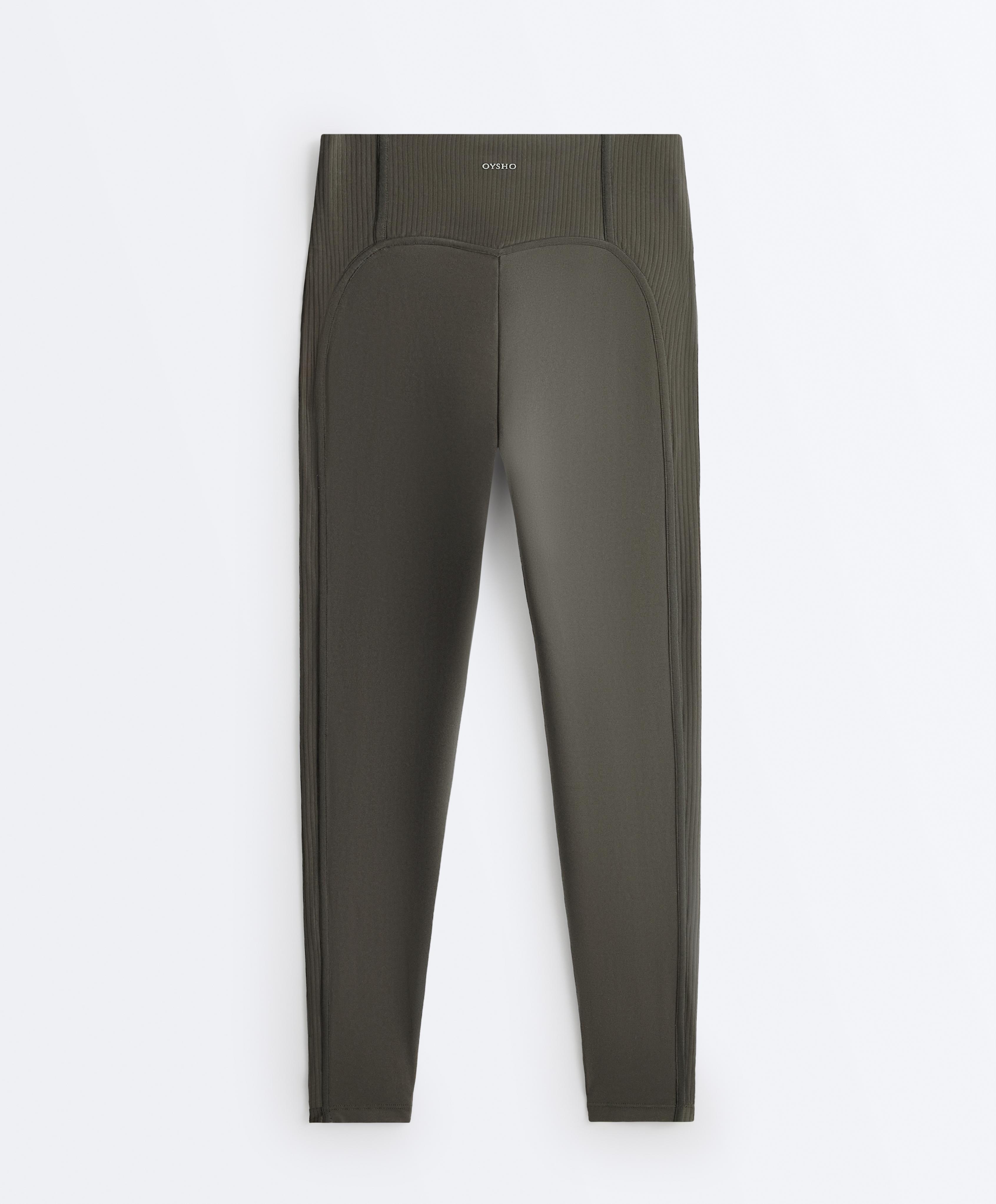 Comfortlux high rise rib ankle-length leggings — GREEN