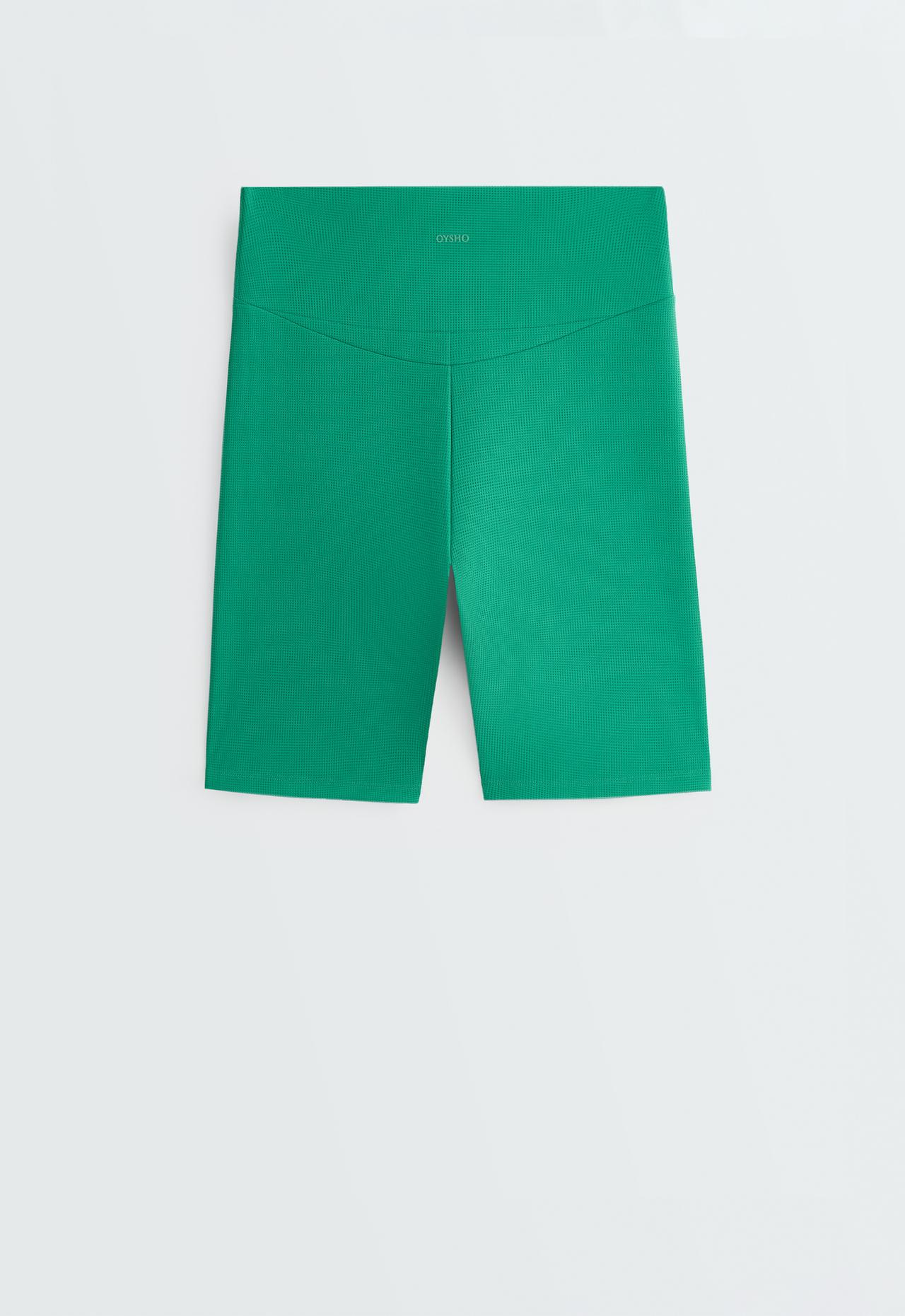 High rise 20cm biker piqué leggings — MID-GREEN MELANGE