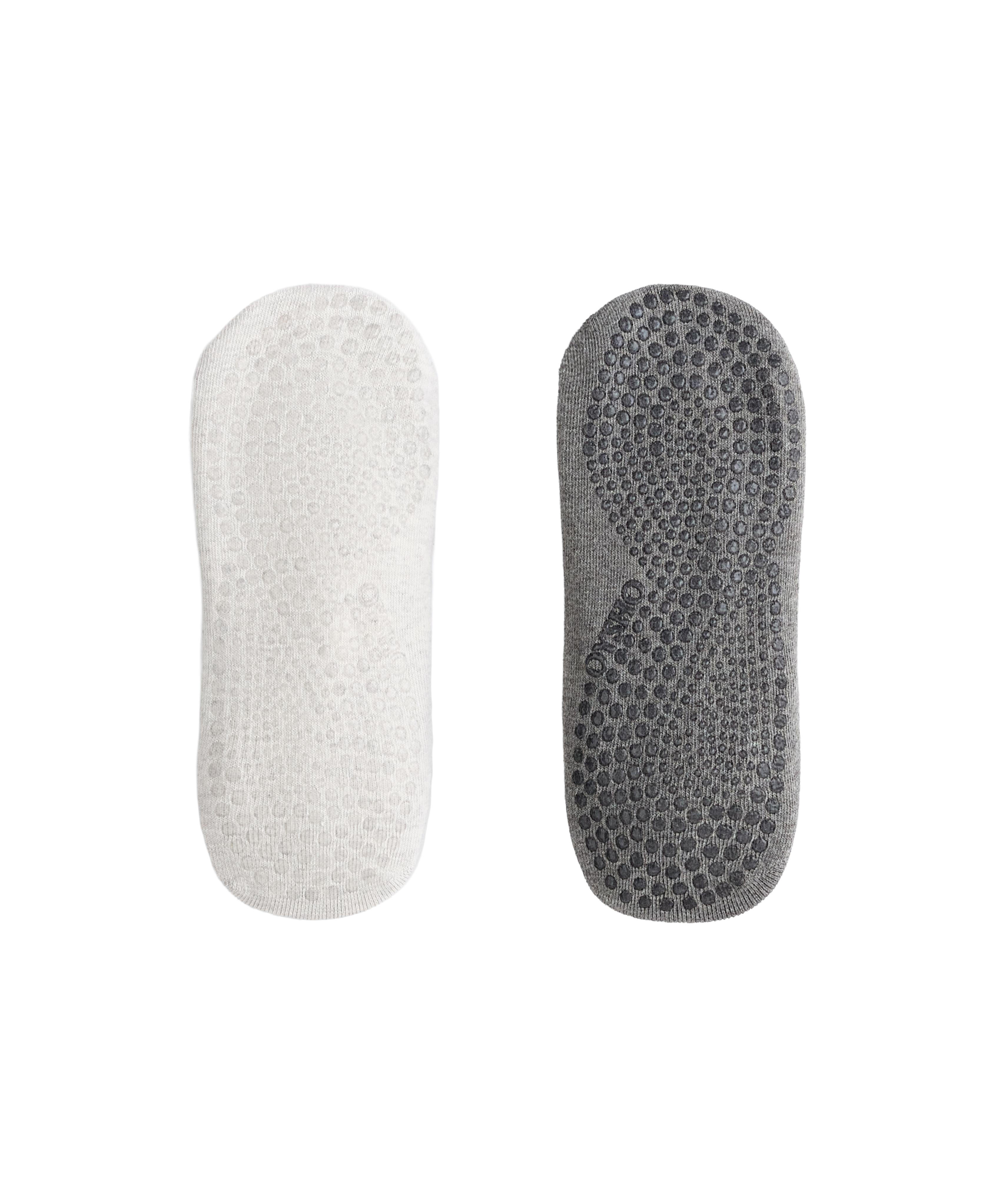 2 pairs of crossover strap cotton blend yoga and Pilates sneaker socks — PALE GREY MELANGE
