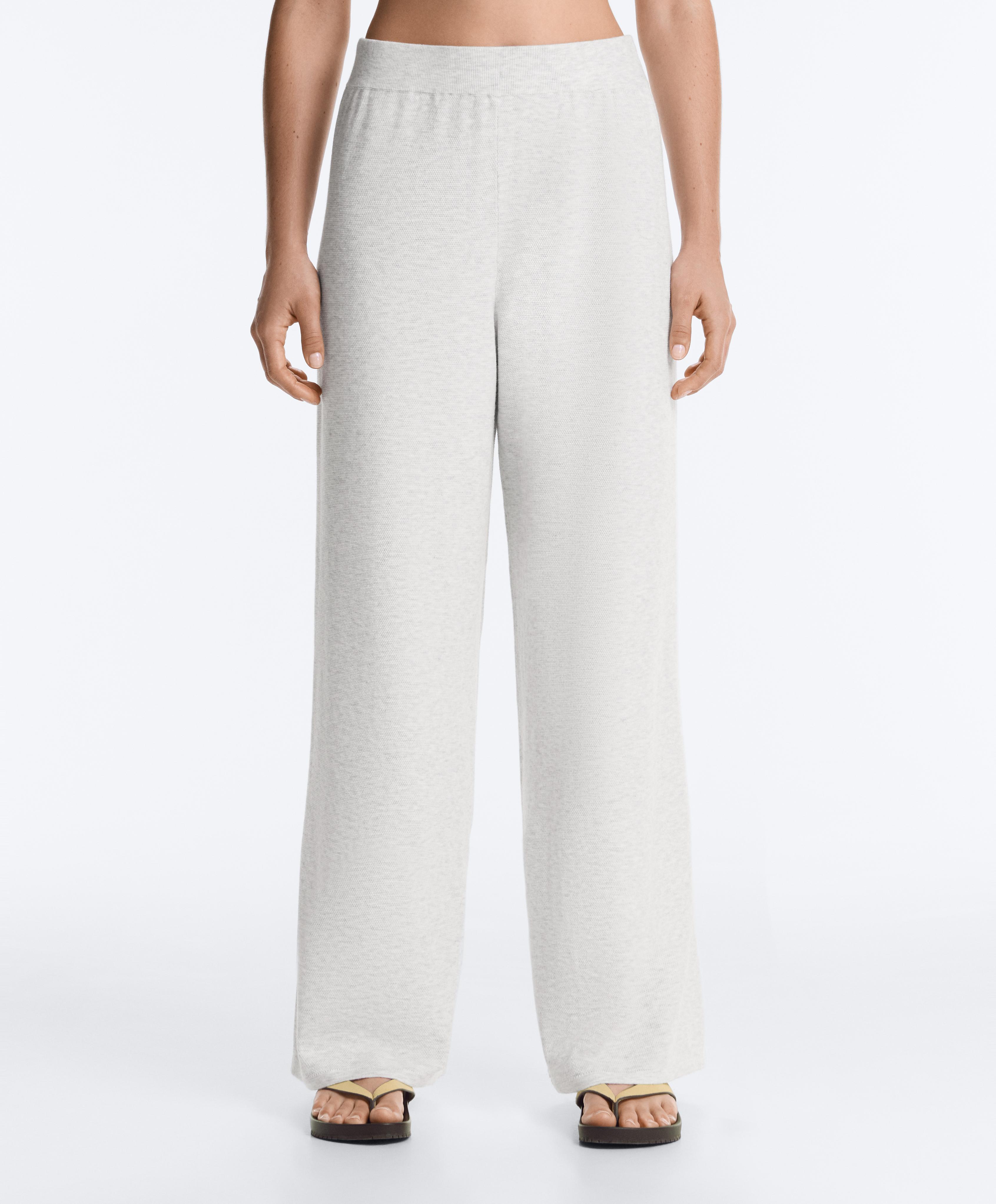 Straight-leg knit trousers — PALE GREY MELANGE