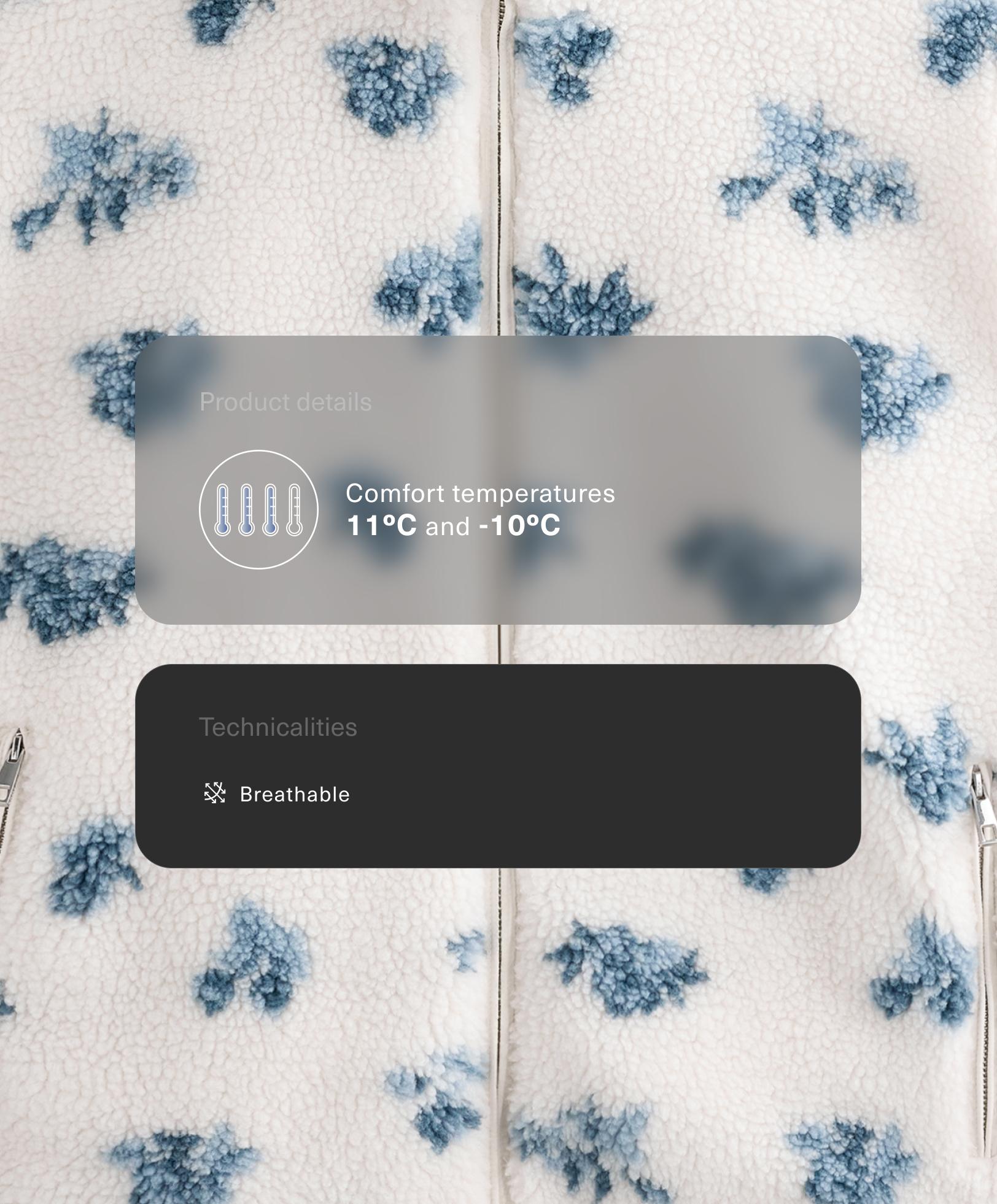 جاكيت من فرو الغنم الاصطناعي بنقشة زهور جاكيت من فرو الغنم الاصطناعي بنقشة زهور