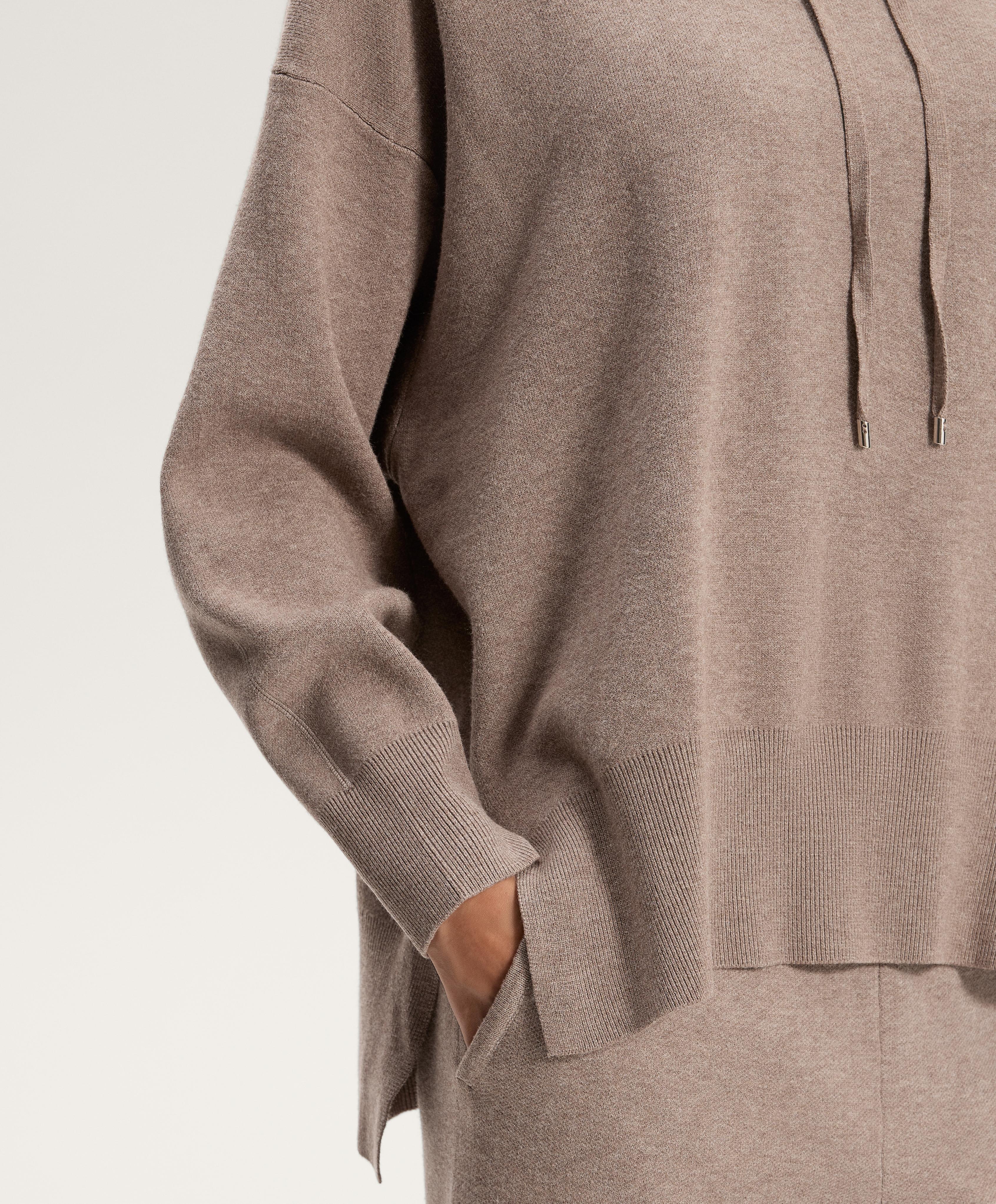Long knit hooded jumper — PINK-MINK
