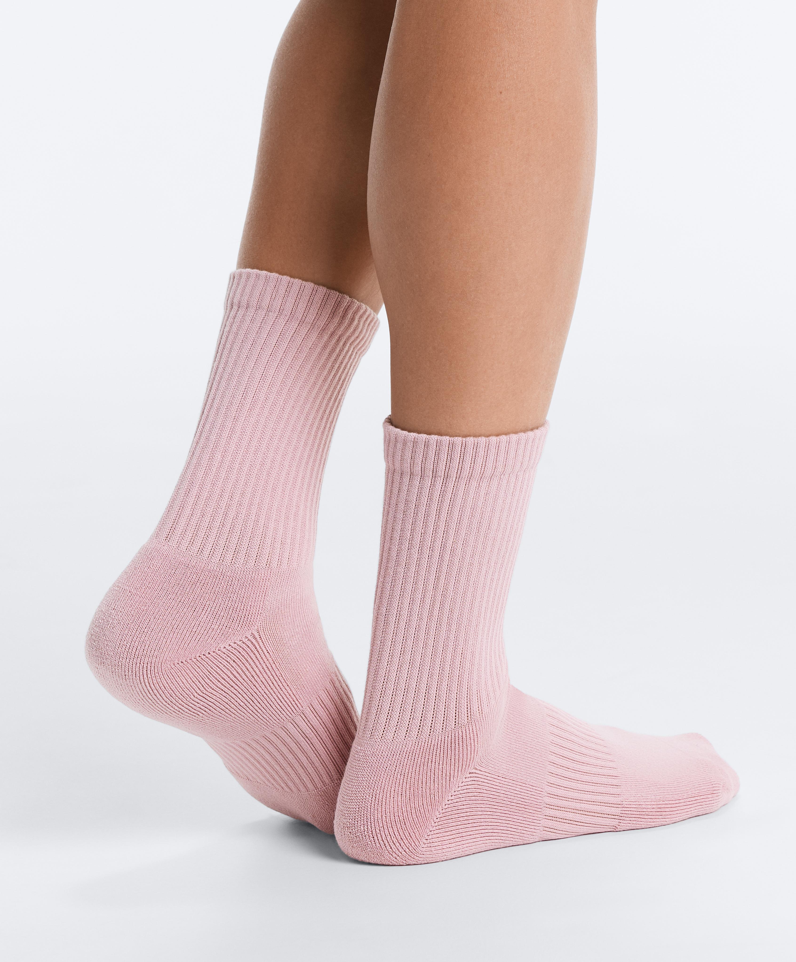3 pairs of cotton blend classic socks — PALE PINK