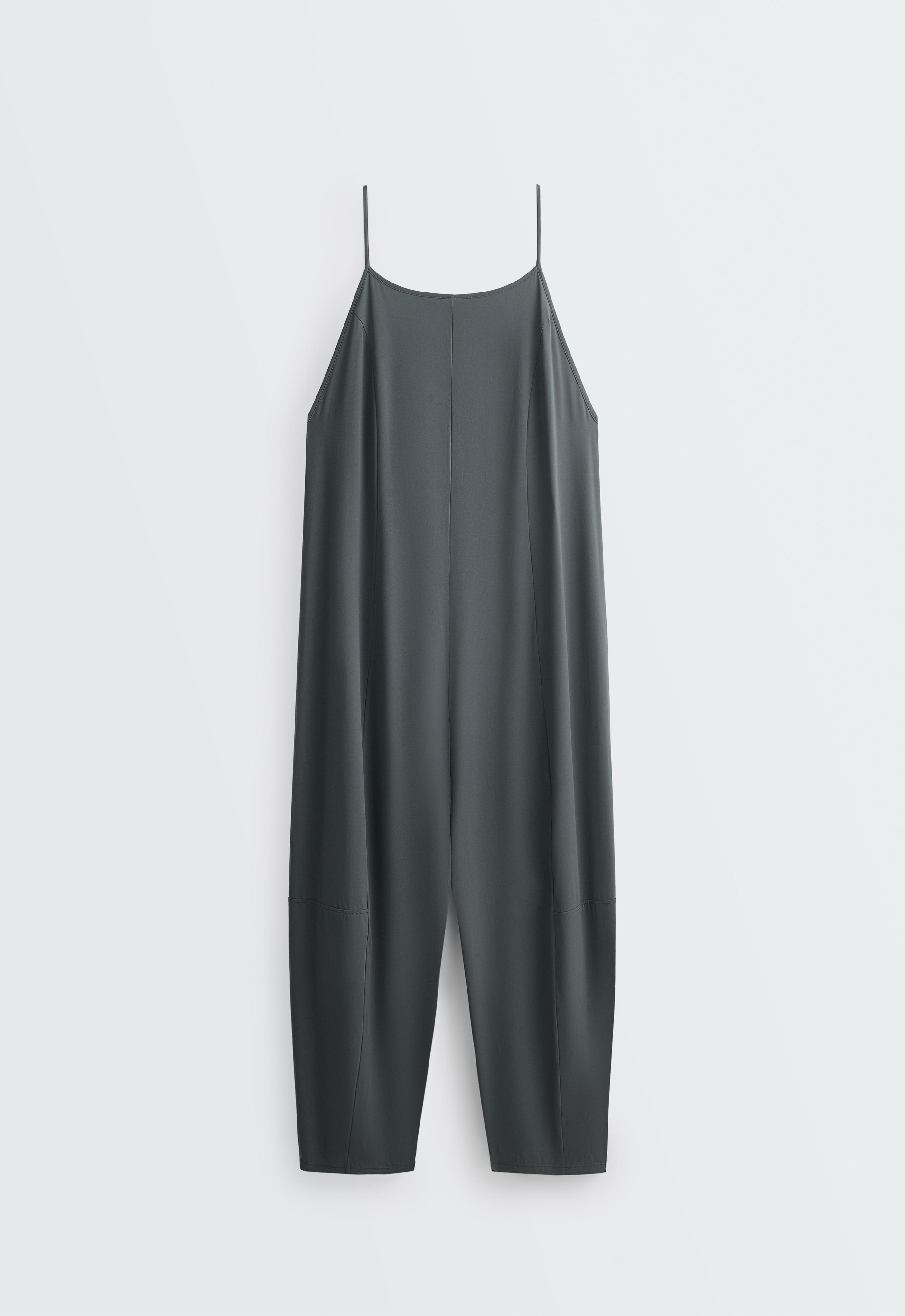 Light Touch wide long jumpsuit — STEEL GREY