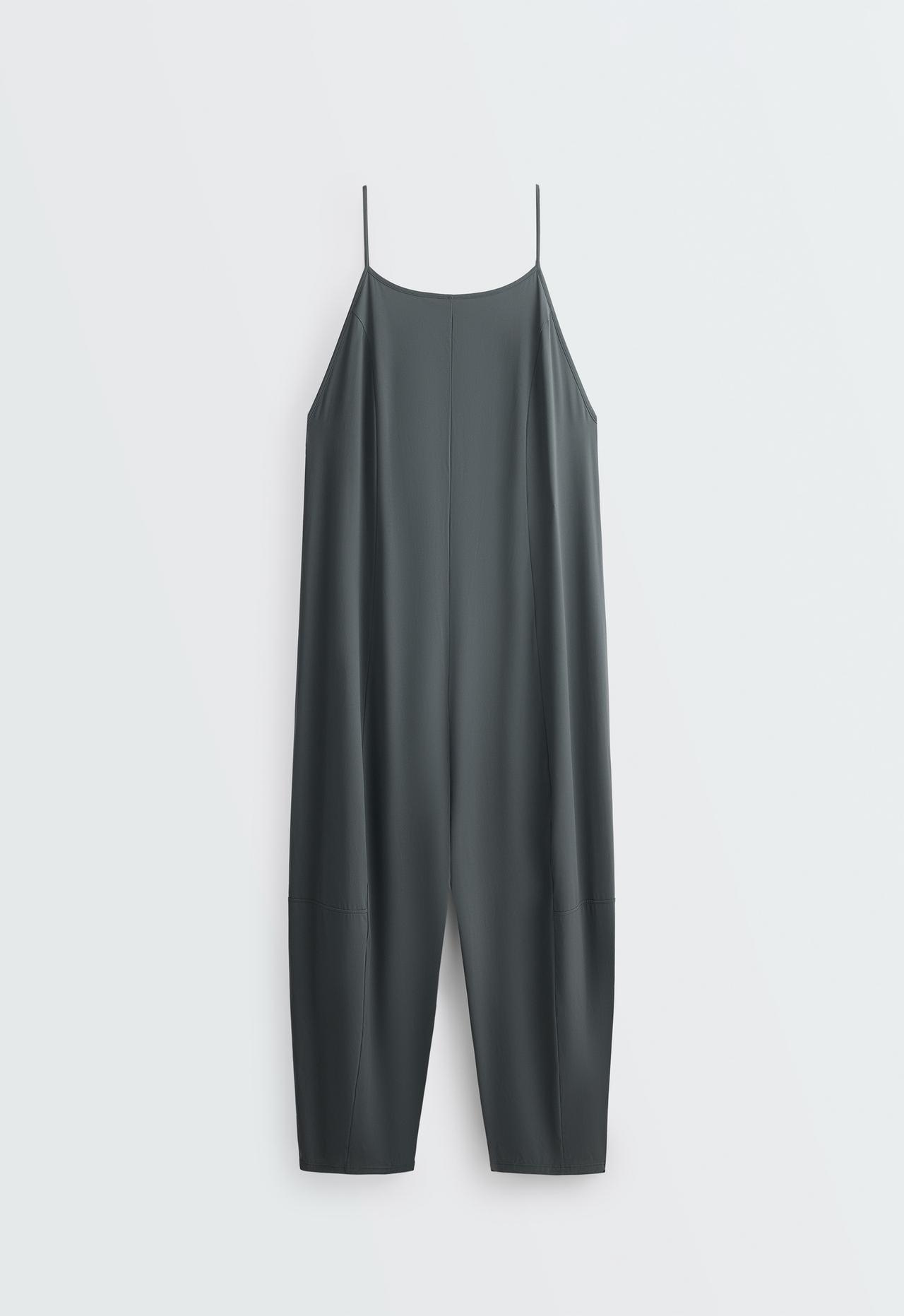Light Touch wide long jumpsuit — STEEL GREY