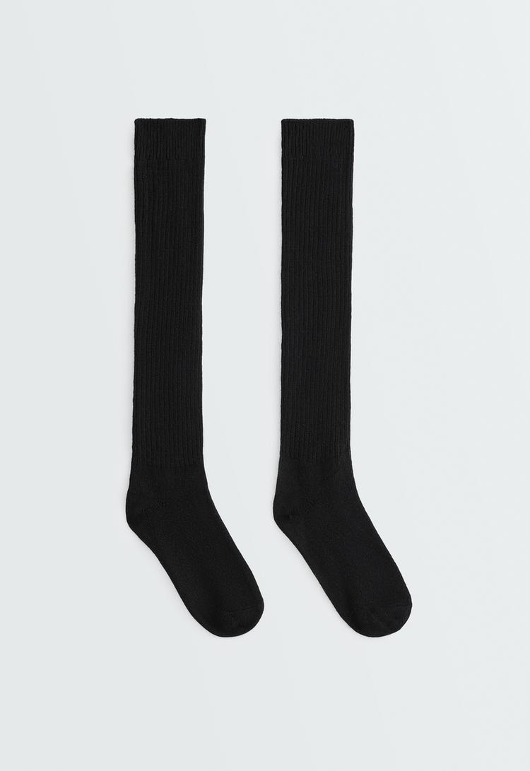 22% cashmere 10% wool long socks — BLACK