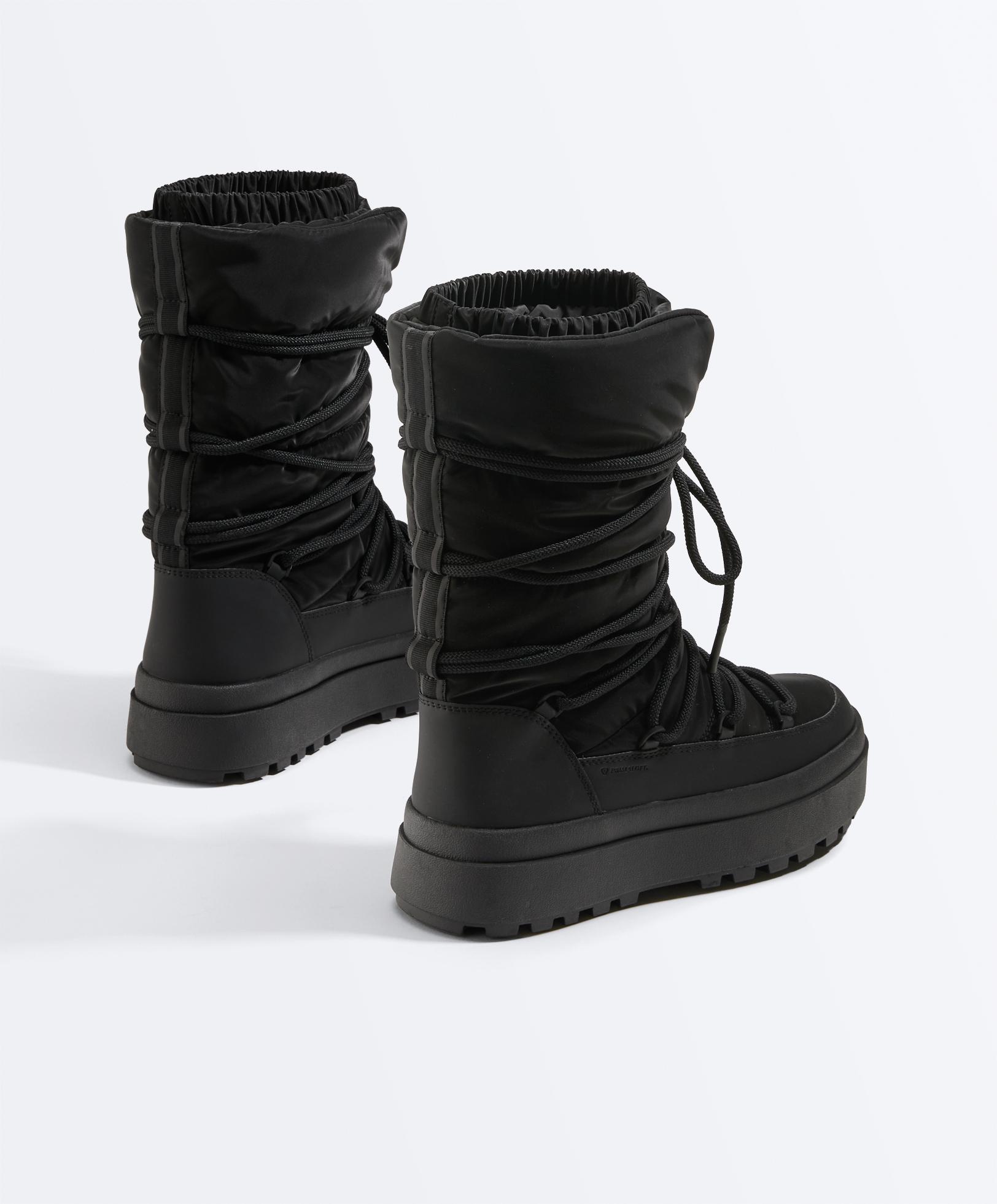 Laced nylon après-ski boots — BLACK