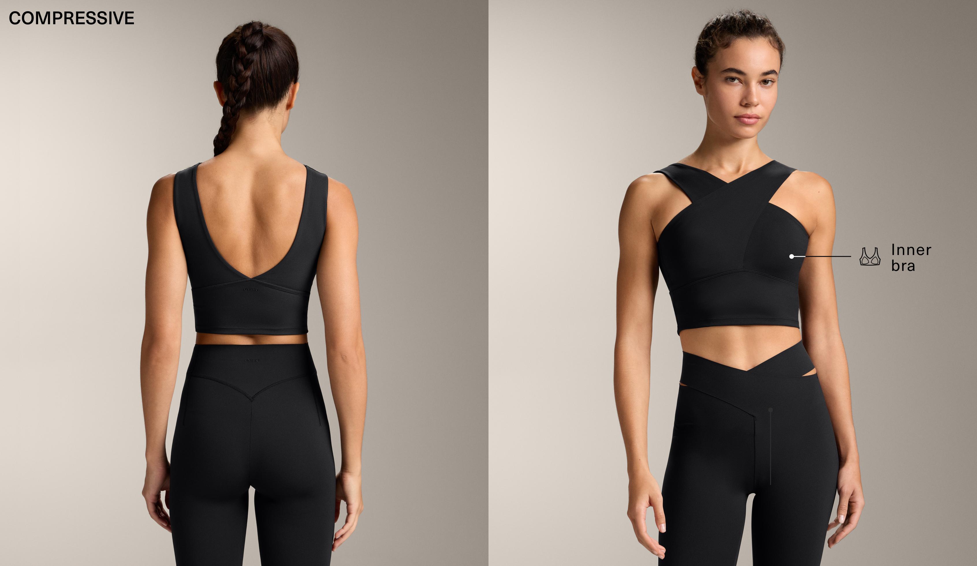Compressive crossover tank top