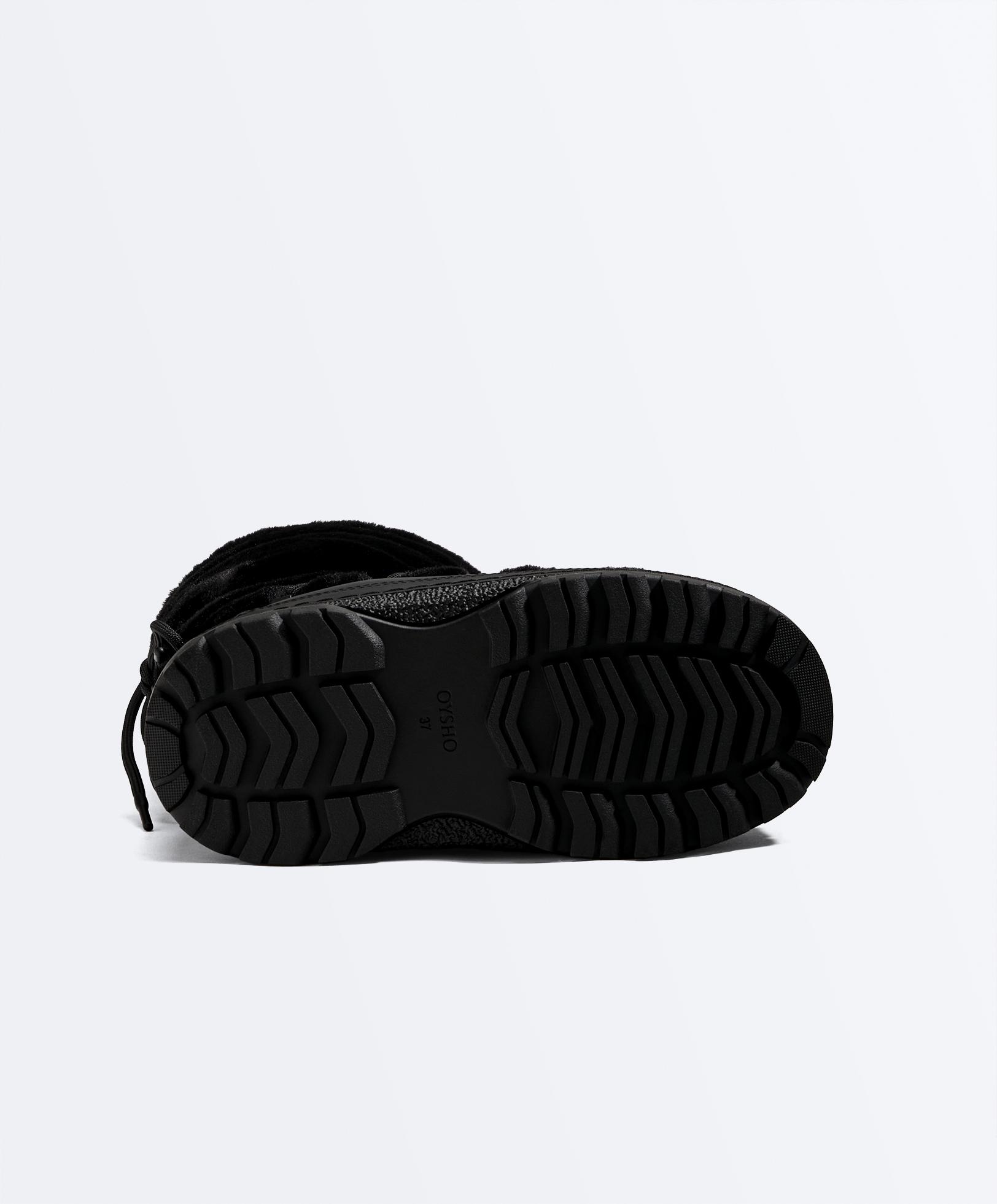 Lace-up technical faux fur boots — BLACK