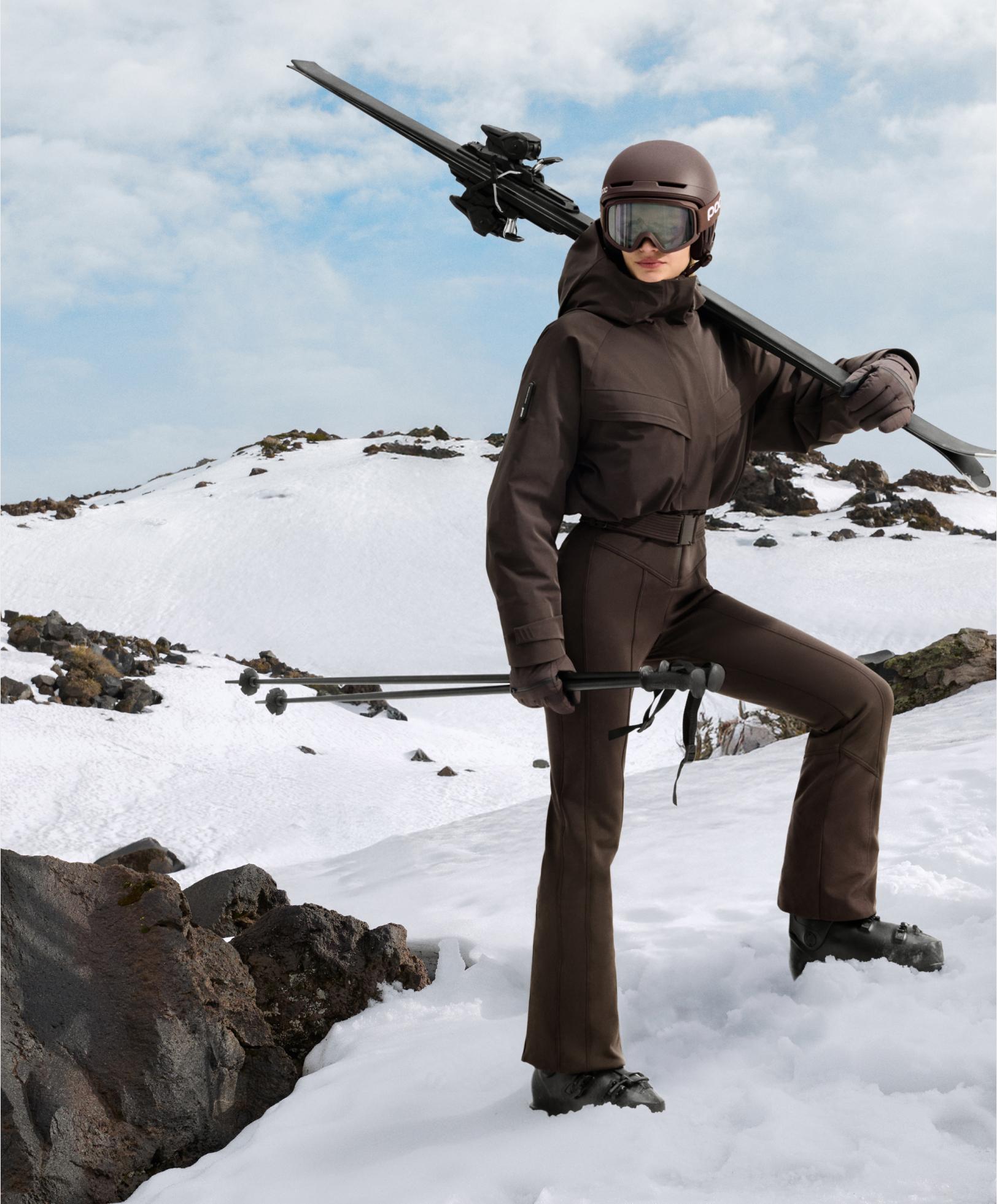 Primaloft® SKI water-resistant performance jumpsuit — DARK BROWN