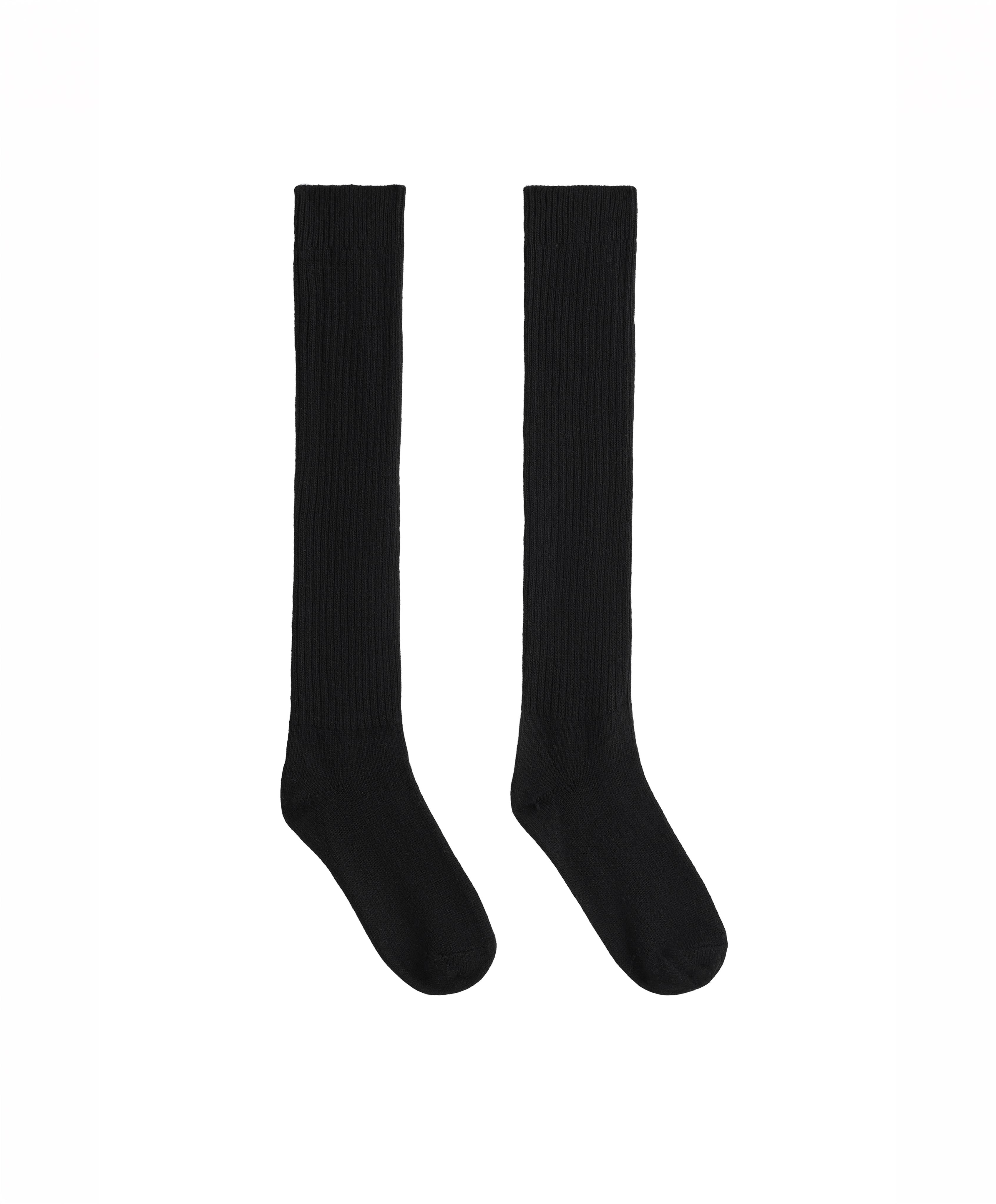 22% cashmere 10% wool long socks — BLACK