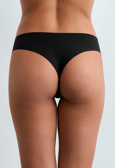 5 laser-cut invisible polyamide blend hipster briefs — BLACK 4