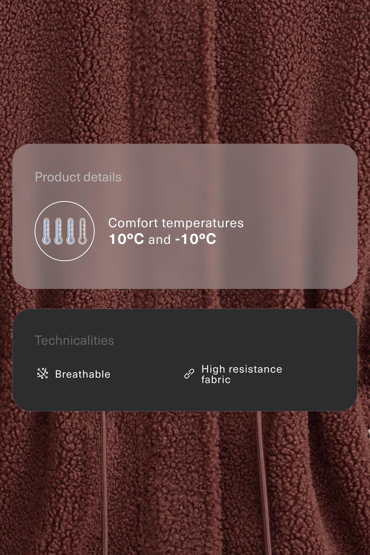 Adjustable waist faux-shearling jacket — BURGUNDY